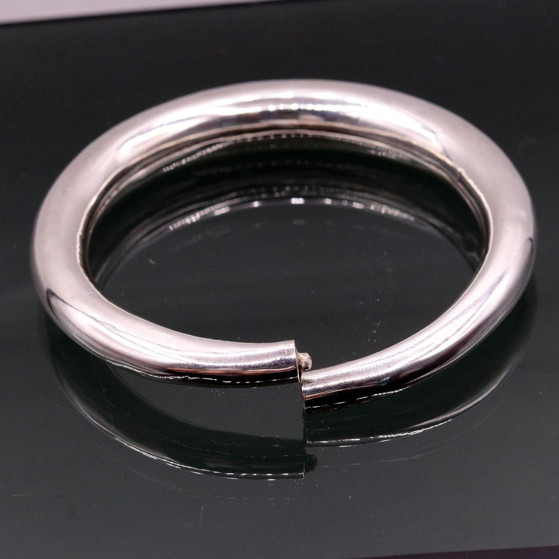 925 sterling silver vintage plain design handmade open face adjustable bangle bracelet kada cuff bracelet for unisex gifting india nsk228 - TRIBAL ORNAMENTS