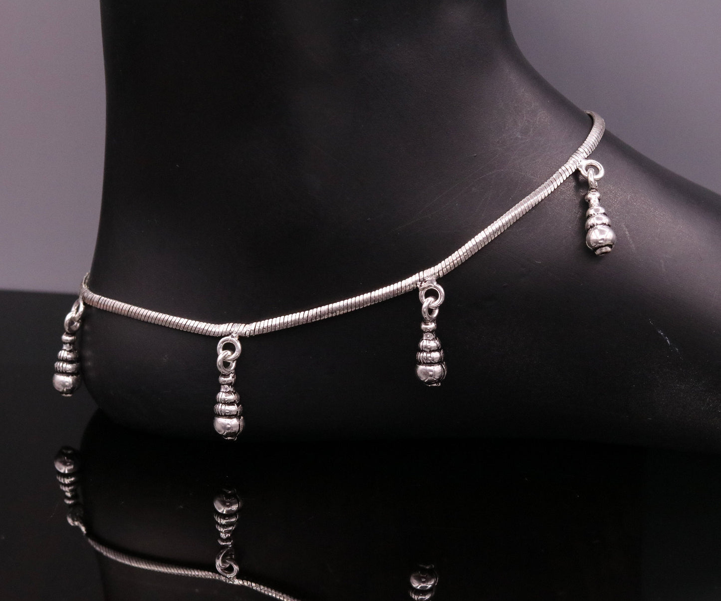 925 sterling silver handmade snake chain anklets, ankle bracelet, foot jewelry, charm ankle bracelet, dainty gifting belly dance ank76 - TRIBAL ORNAMENTS