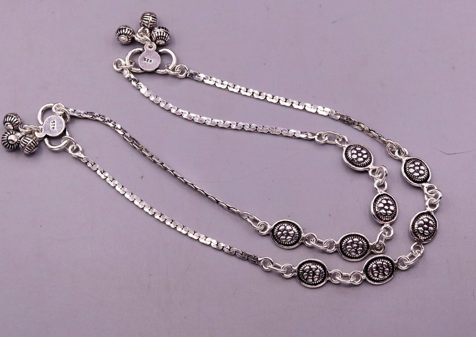 925 sterling silver fabulous ankle bracelet, flower design trendy silver anklets, charm ankle bracelet, feet bracelet stylish gift her ank95 - TRIBAL ORNAMENTS