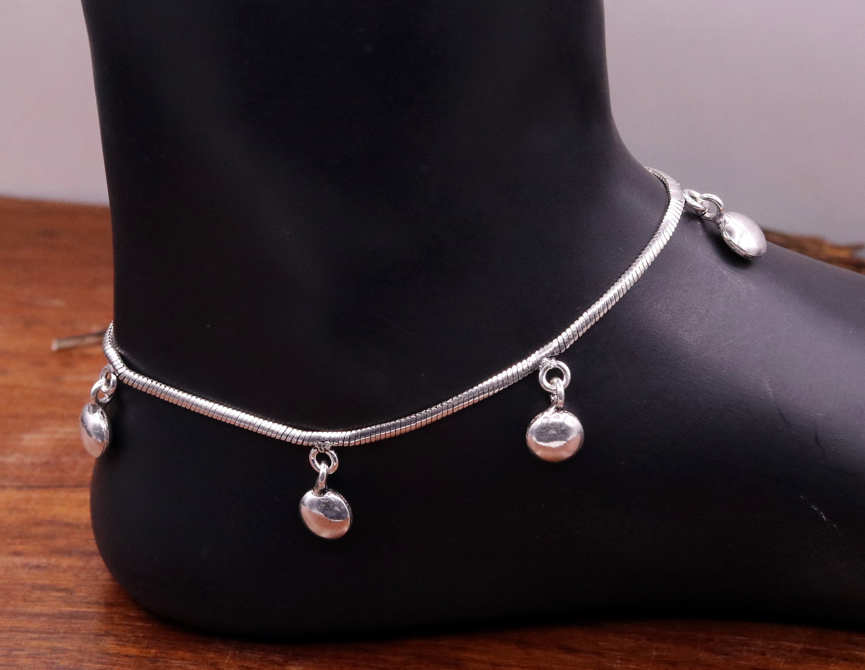 925 sterling silver charm ankle bracelet handmade excellent charm anklets amazing trendy style gorgeous gifting jewelry from india ank84