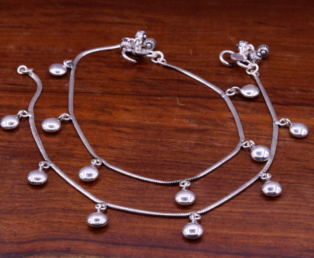 925 sterling silver charm ankle bracelet handmade excellent charm anklets, amazing trendy style gorgeous gifting jewelry from india ank84 - TRIBAL ORNAMENTS