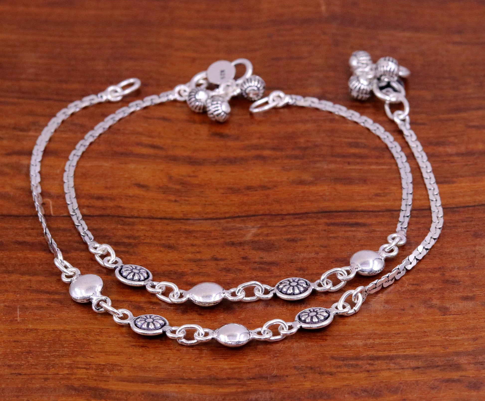 925 sterling silver handmade best gift for girl's bridesmaid gifting, excellent charm bracelet anklets, feet bracelet ankle jewelry ank93 - TRIBAL ORNAMENTS