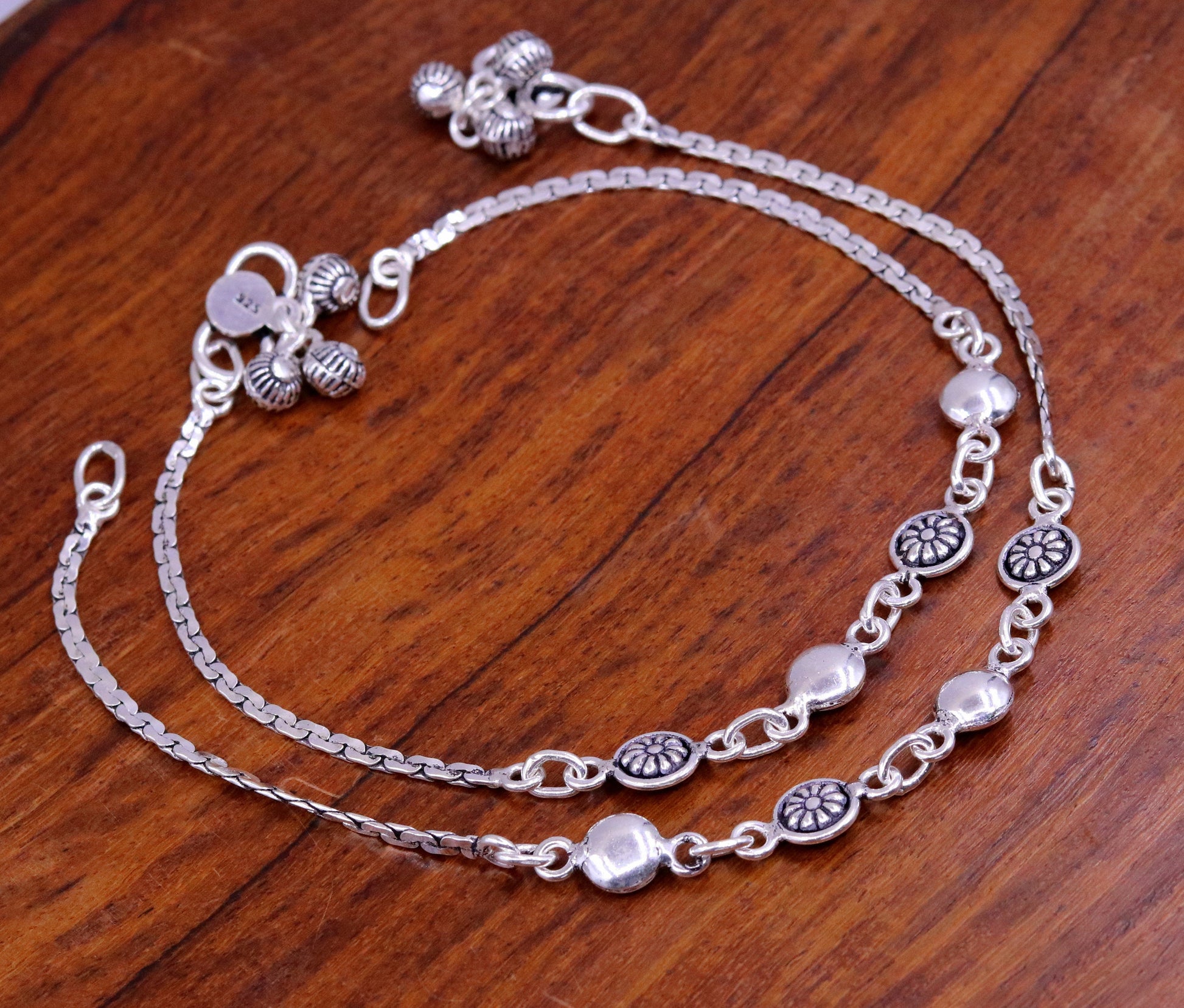 925 sterling silver handmade best gift for girl's bridesmaid gifting, excellent charm bracelet anklets, feet bracelet ankle jewelry ank93 - TRIBAL ORNAMENTS