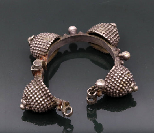 Vintage antique tribal silver jewelry old silver cuff bracelet gorgeous genuine bangle kada for women girls ethnic worn bangle cb010 - TRIBAL ORNAMENTS