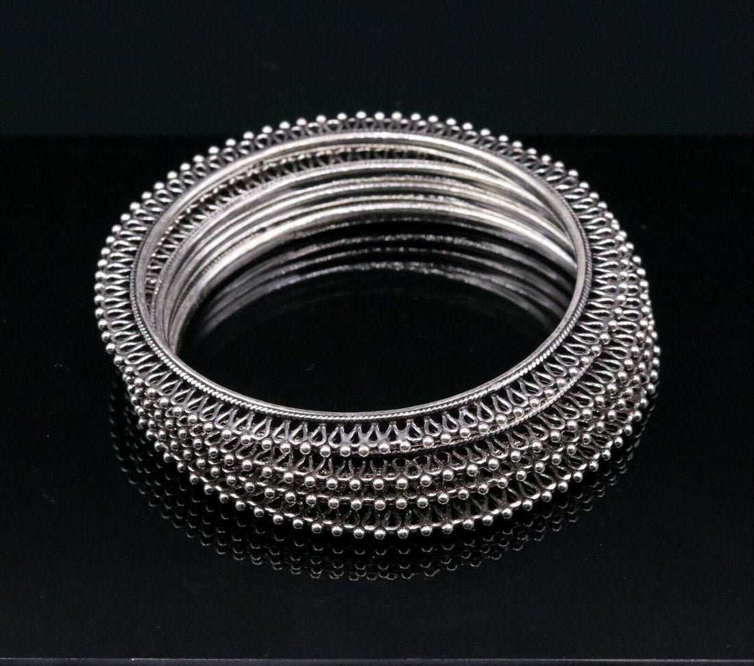 925 sterling silver handmade gorgeous bangle bracelet gorgeous  kada kangan set for women jewelry ba09 - TRIBAL ORNAMENTS