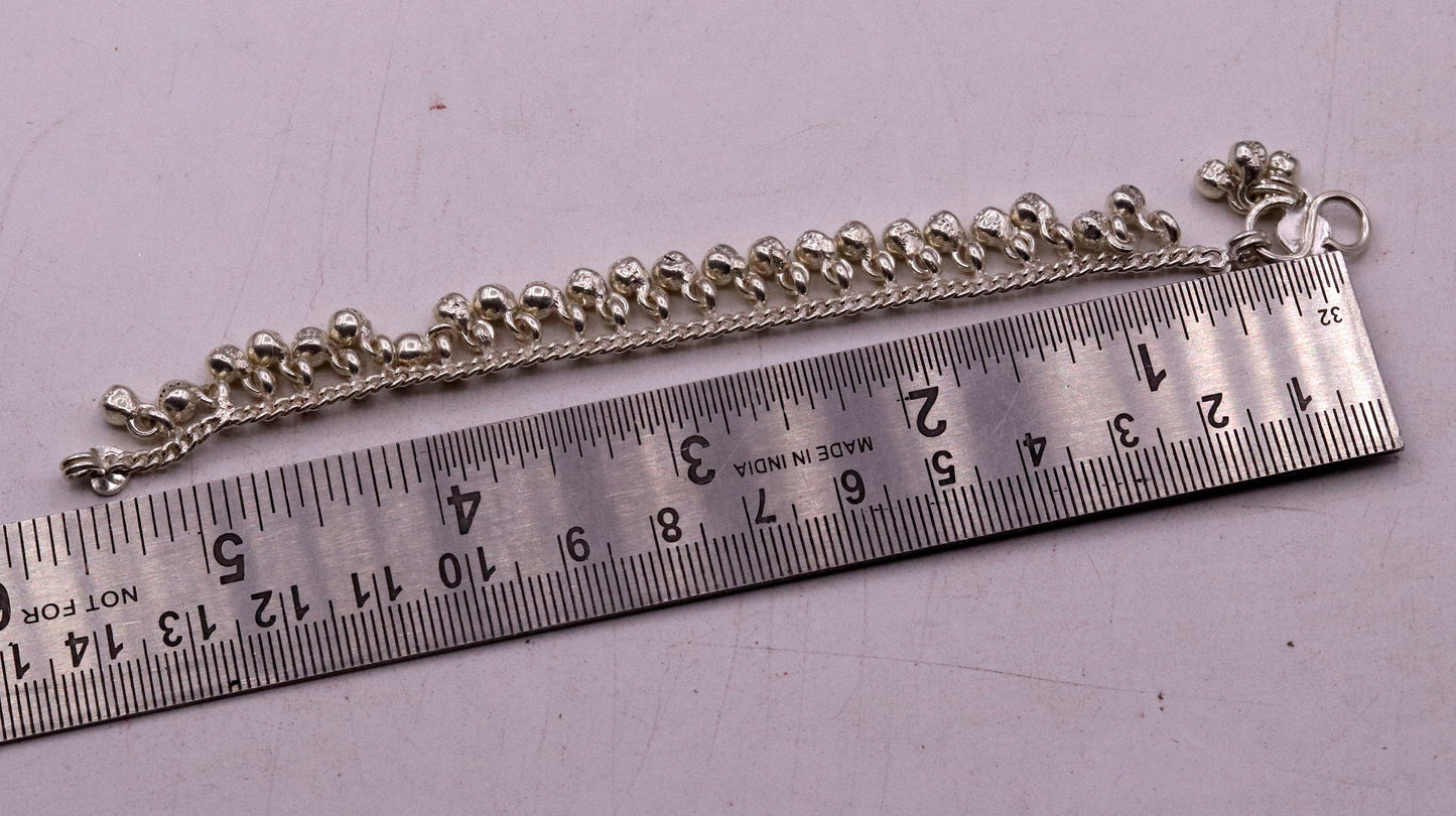 6" long Vintage design sterling silver handmade amazing noisy hanging drops bells baby anklet, baby ankle bracelet, charm bracelet ank153 - TRIBAL ORNAMENTS
