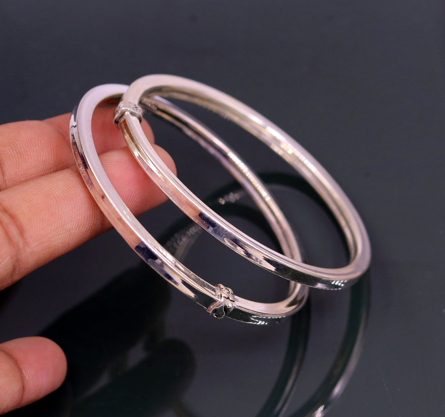 925 sterling silver handmade plain design excellent bangle bracelet kada, excellent gifting unisex jewelry from india, gifting to her ba50 - TRIBAL ORNAMENTS