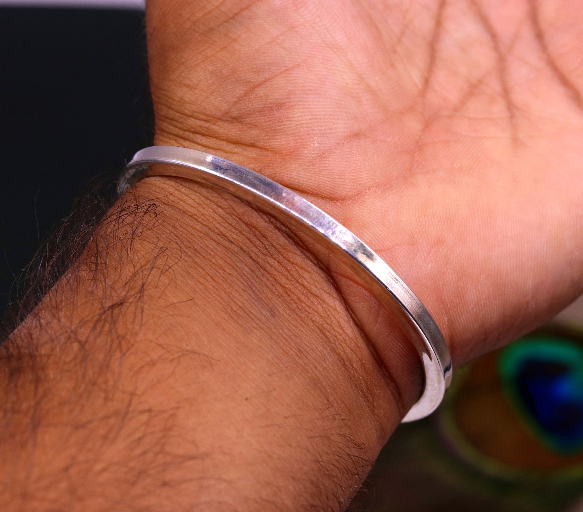 925 sterling silver handmade plain design excellent bangle bracelet kada, excellent gifting unisex jewelry from india, gifting to her ba50 - TRIBAL ORNAMENTS