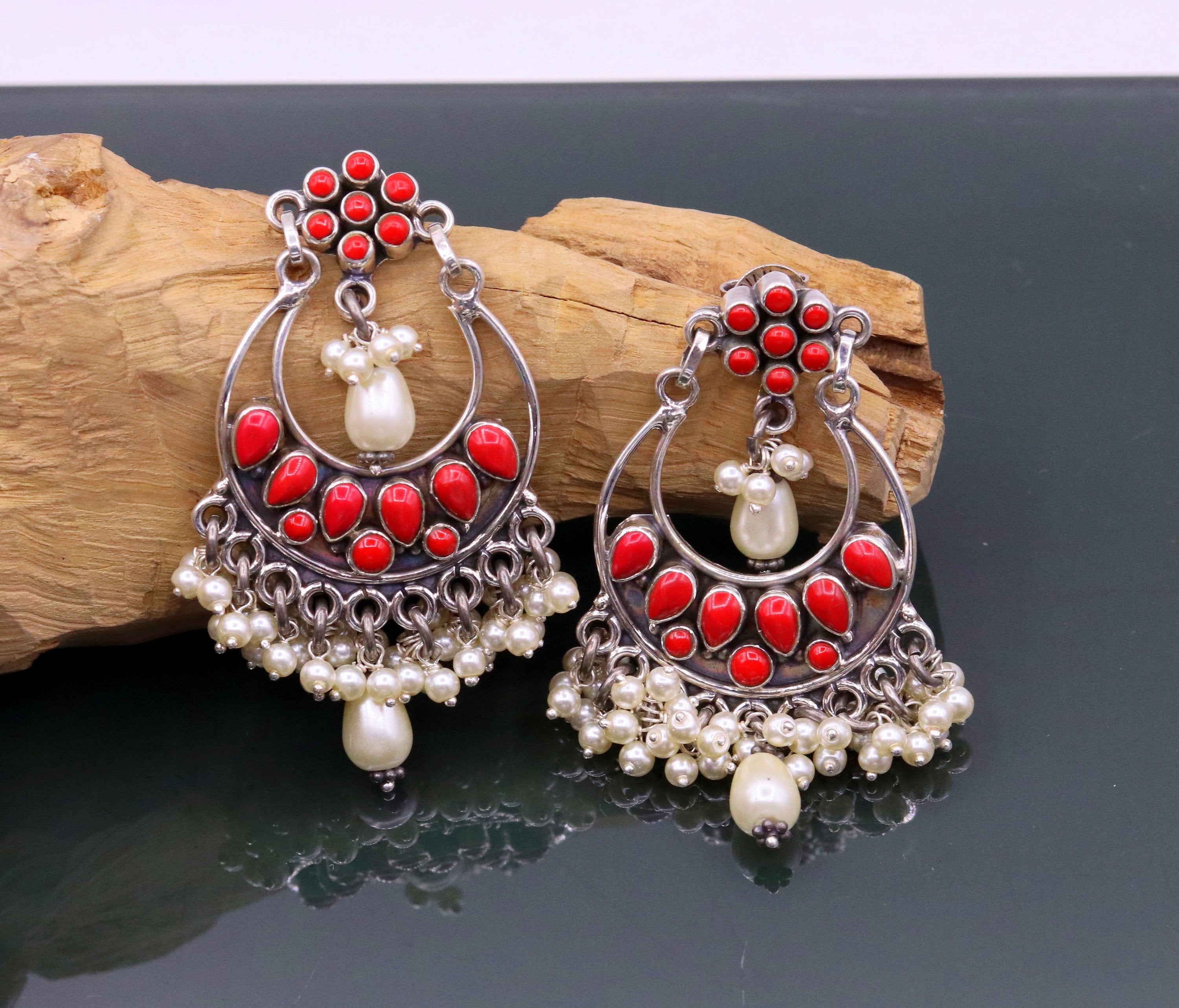 Noon Designs: Earrings: Mini Swarovski Pearl Drop, Coral - Helen Winnemore's