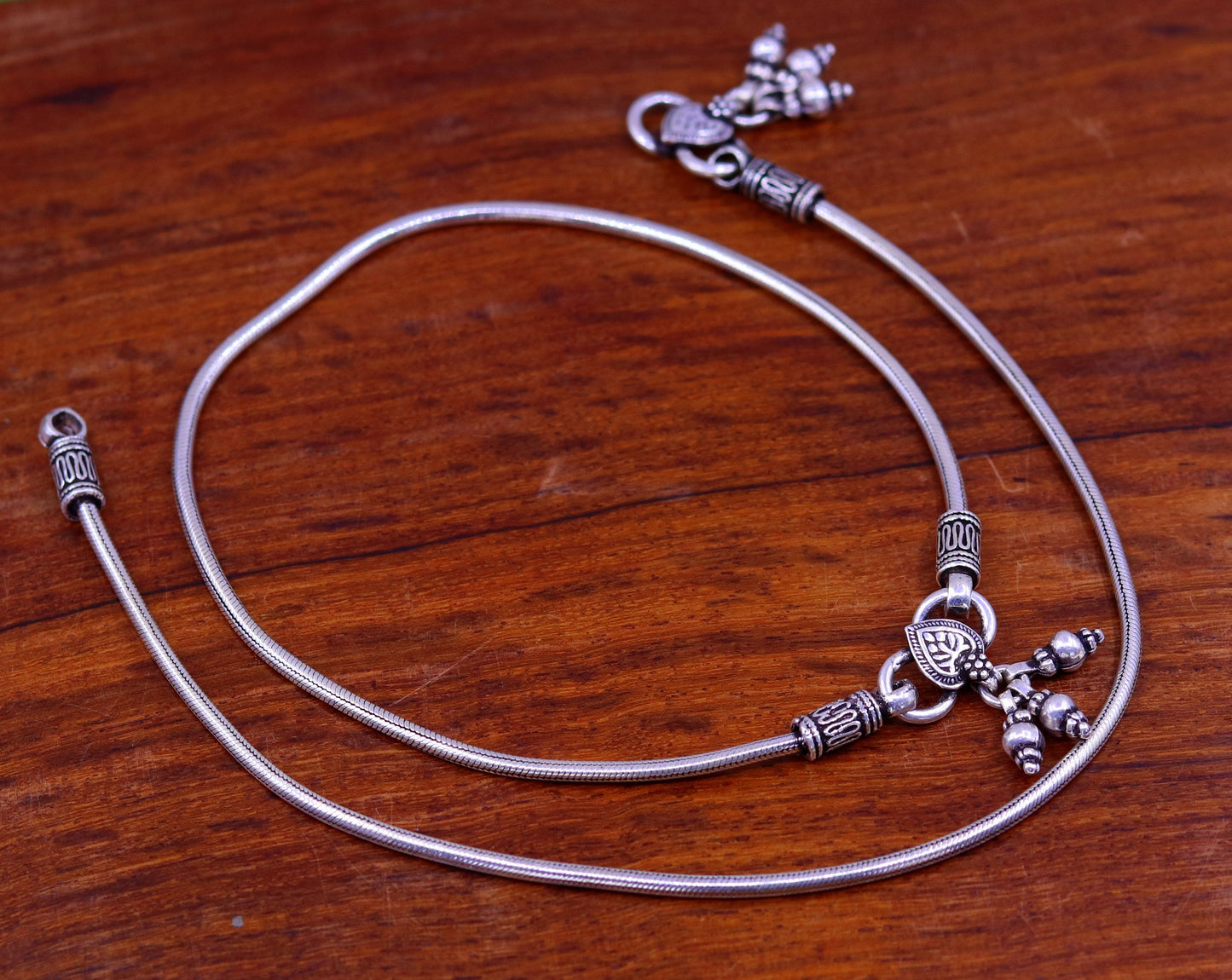 Handmade fabulous snake chain 925 sterling silver ankle bracelet, silver anklets, foot bracelet amazing belly dance jewelry gift her ank149 - TRIBAL ORNAMENTS