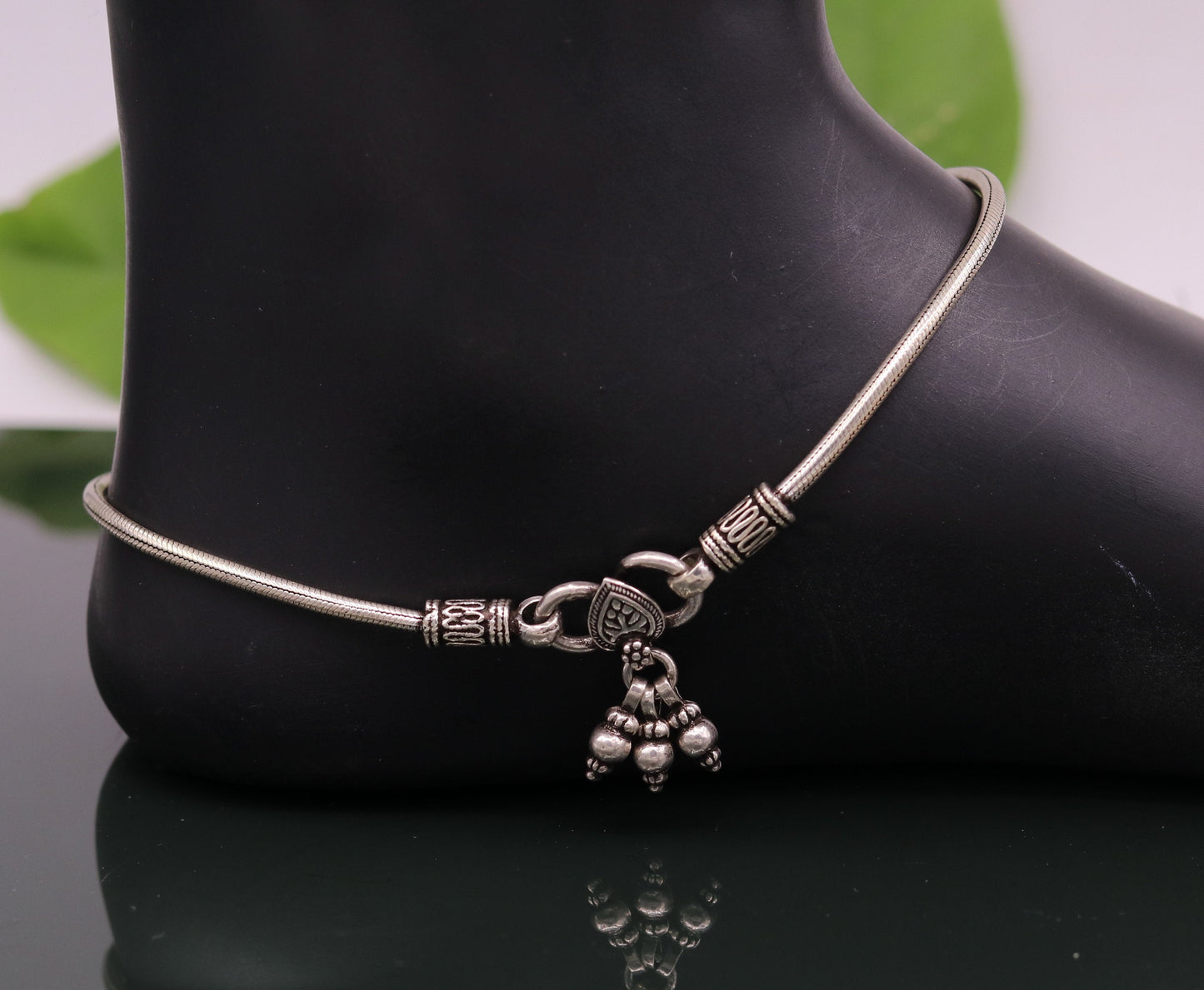 Handmade fabulous snake chain 925 sterling silver ankle bracelet, silver anklets, foot bracelet amazing belly dance jewelry gift her ank149 - TRIBAL ORNAMENTS