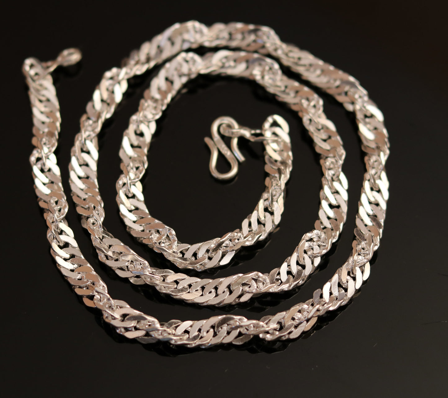 Handmade sterling silver twisted design solid 24 inches long chain necklace for unisex, amazing stylish gorgeous gifting necklace ch73 - TRIBAL ORNAMENTS