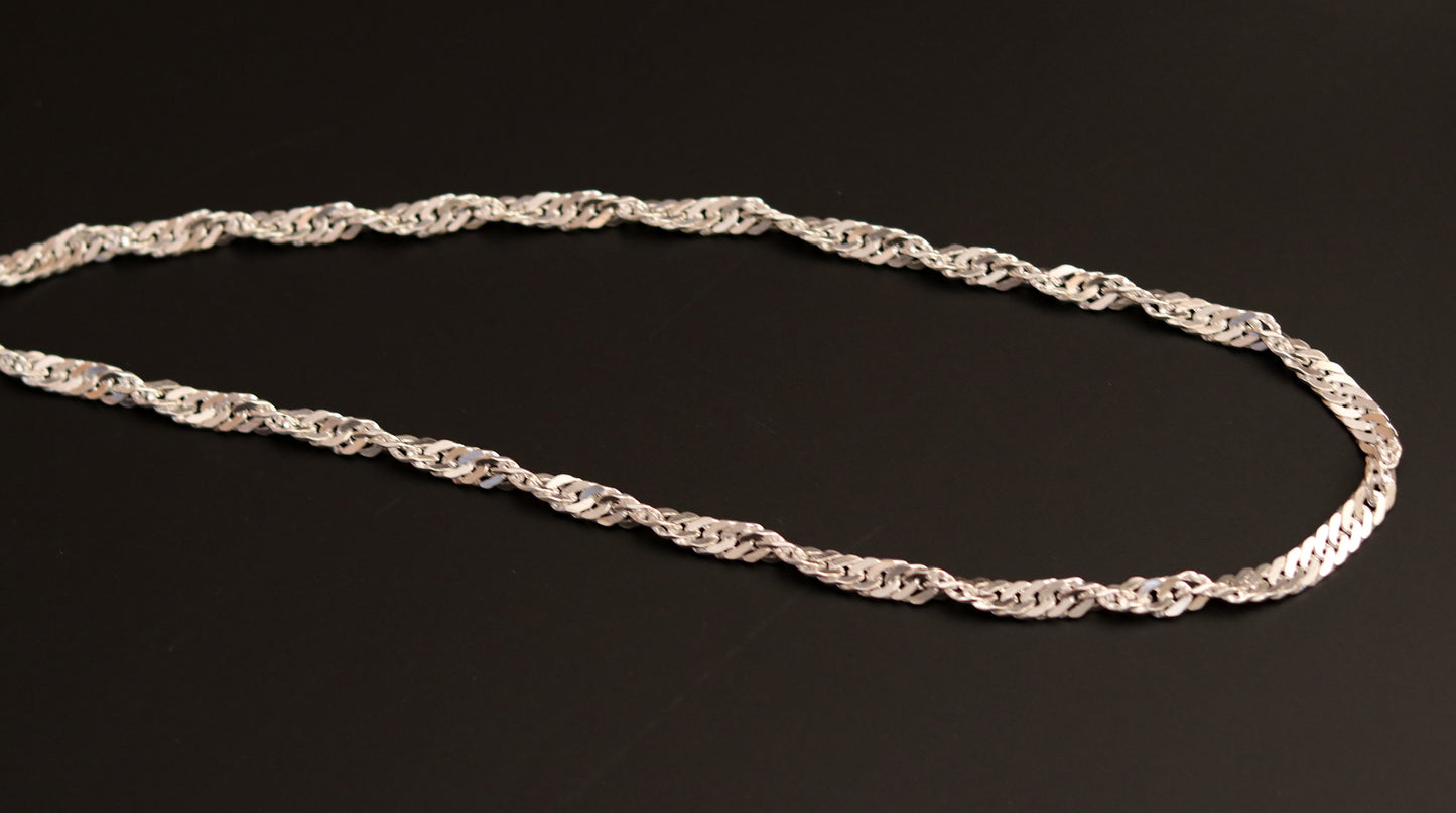 Handmade sterling silver twisted design solid 24 inches long chain necklace for unisex, amazing stylish gorgeous gifting necklace ch73 - TRIBAL ORNAMENTS