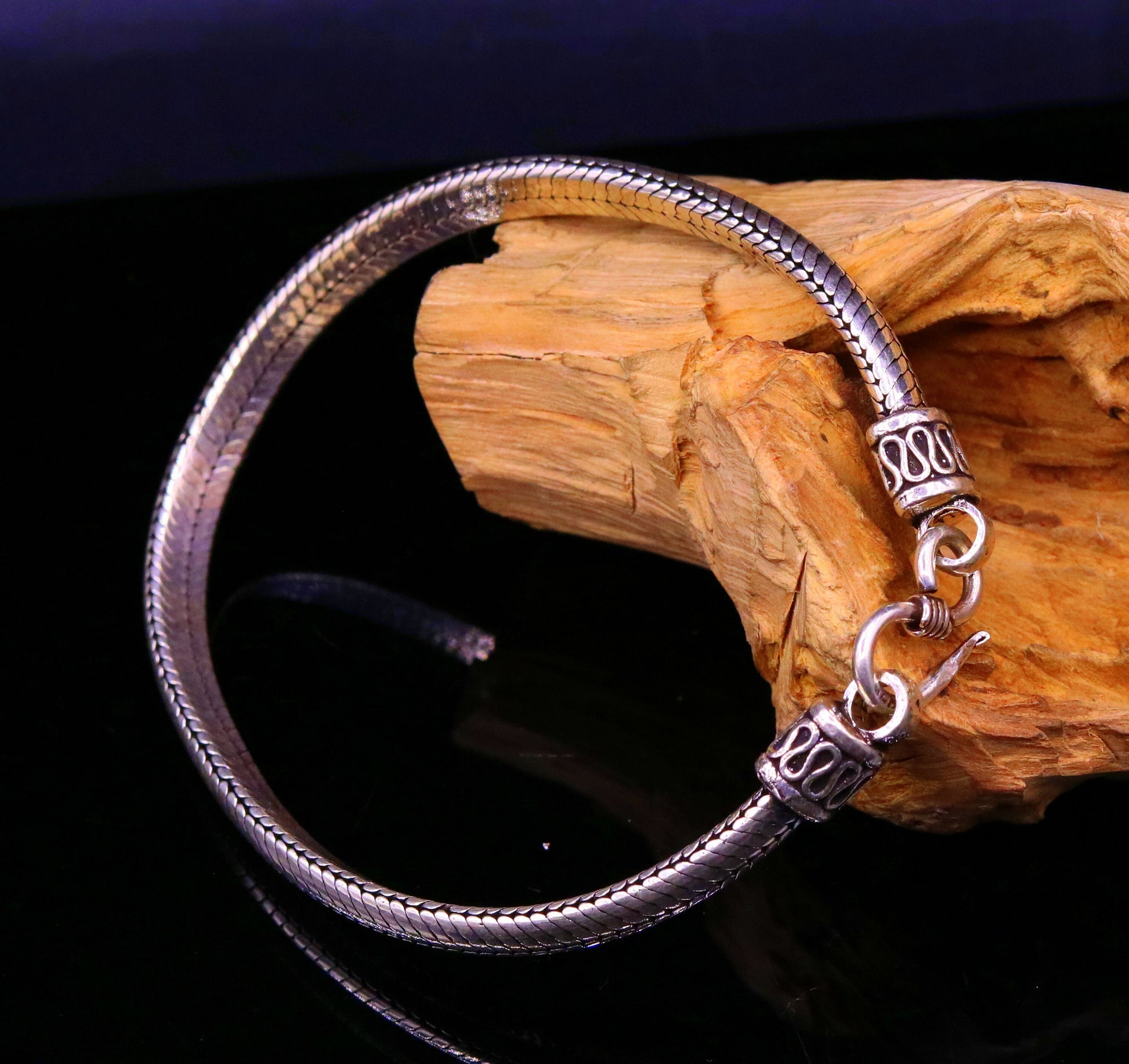 8.7 inches 6 mm 925 sterling silver handmade snake chain bracelet D shape chain bracelet half round snake chain bracelet fro unisex sbr150 - TRIBAL ORNAMENTS