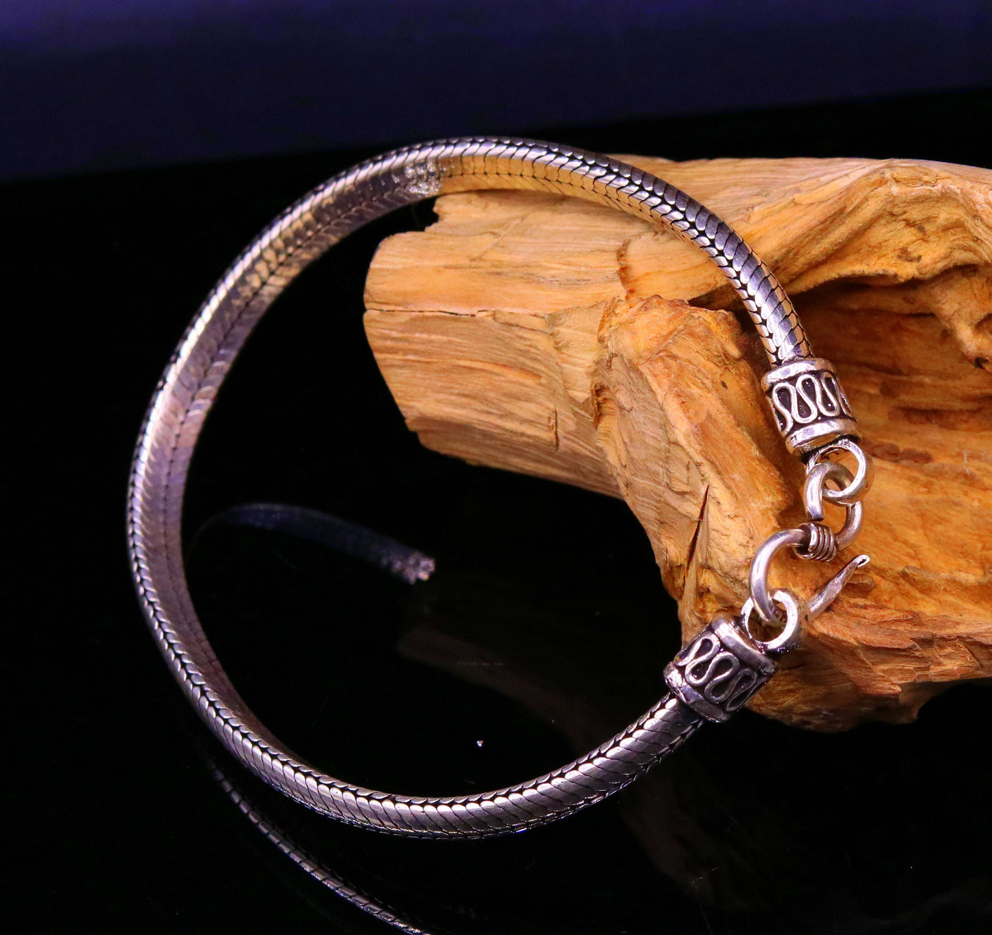 8" inches 9mm 25 sterling silver handmade snake chain bracelet D shape Customized bracelet half round snake chain bracelet unisex sbr148 - TRIBAL ORNAMENTS