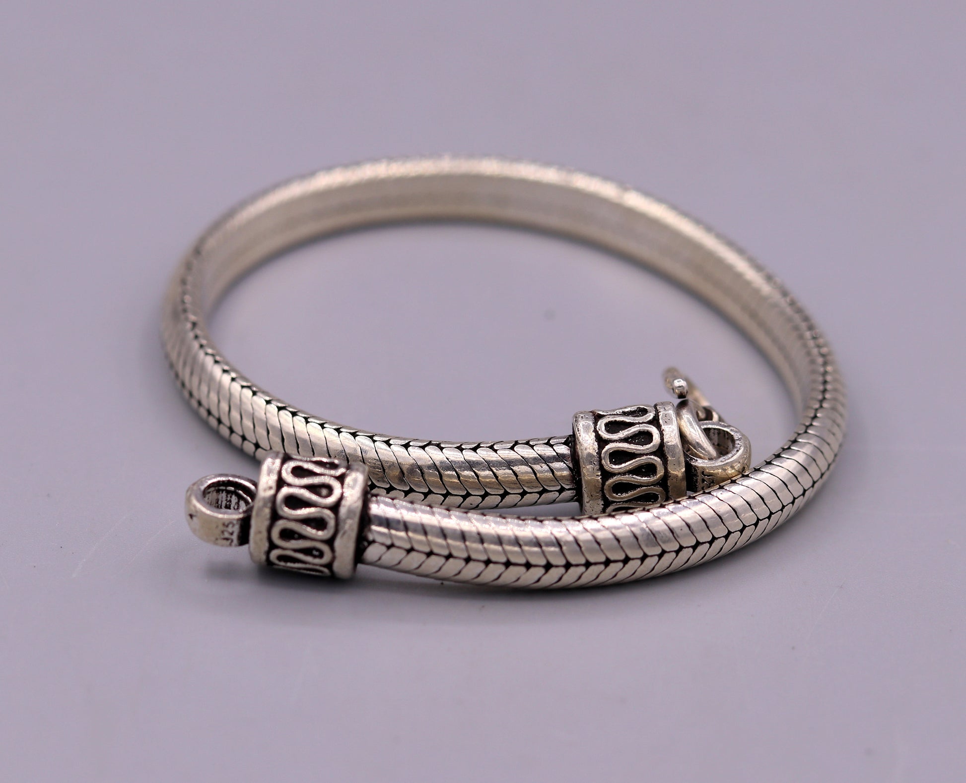 8.5" inches long 925 sterling silver handmade snake chain bracelet, D shape chain bracelet, half round snake chain bracelet unisex sbr149 - TRIBAL ORNAMENTS