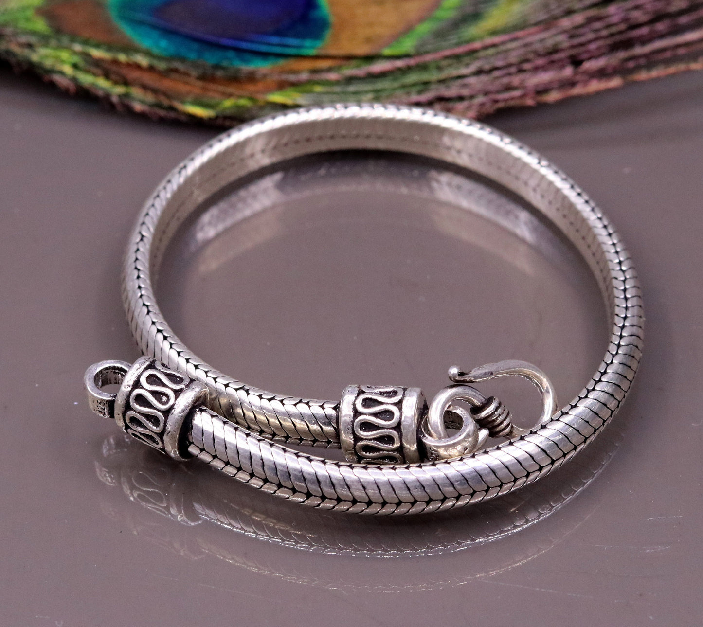 7.5" inches long 925 sterling silver handmade snake chain bracelet D shape Customized bracelet half round snake chain bracelet unisex sbr200 - TRIBAL ORNAMENTS