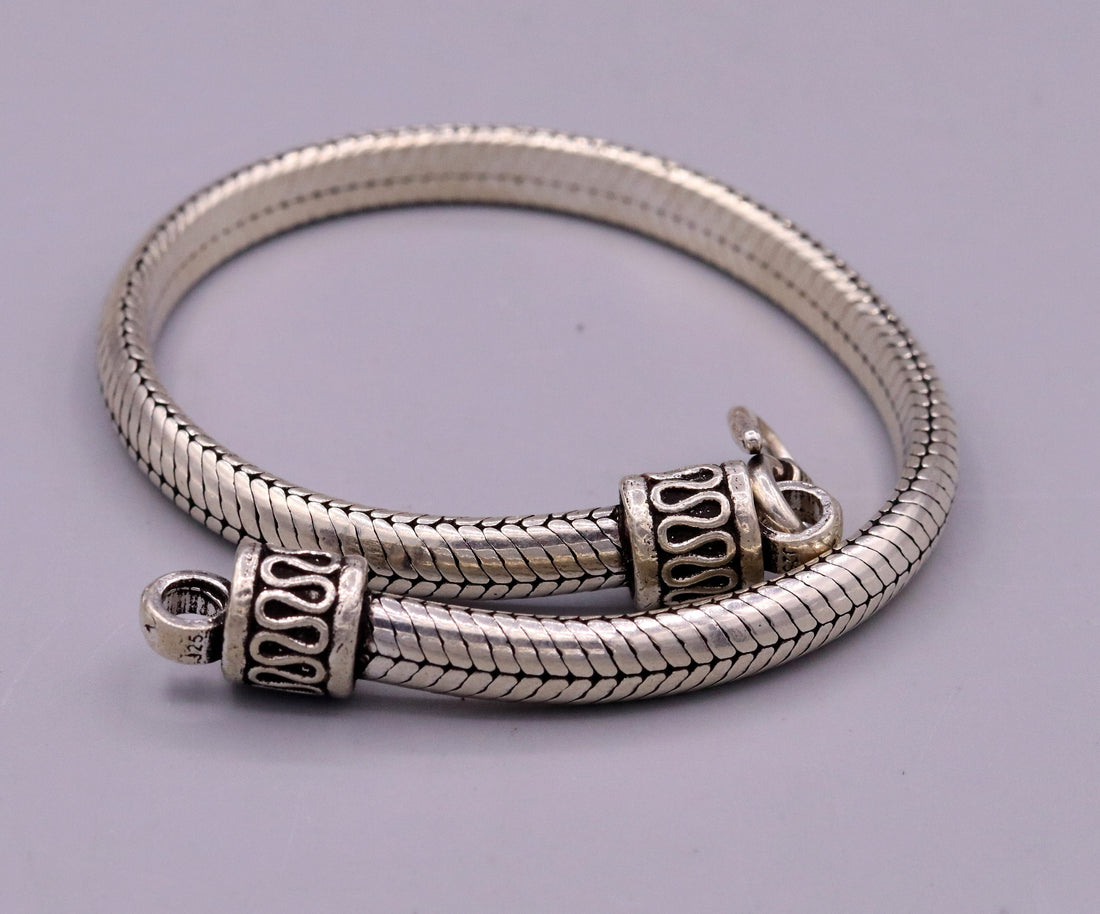 7.5" inches long 925 sterling silver handmade snake chain bracelet D shape Customized bracelet half round snake chain bracelet unisex sbr200 - TRIBAL ORNAMENTS