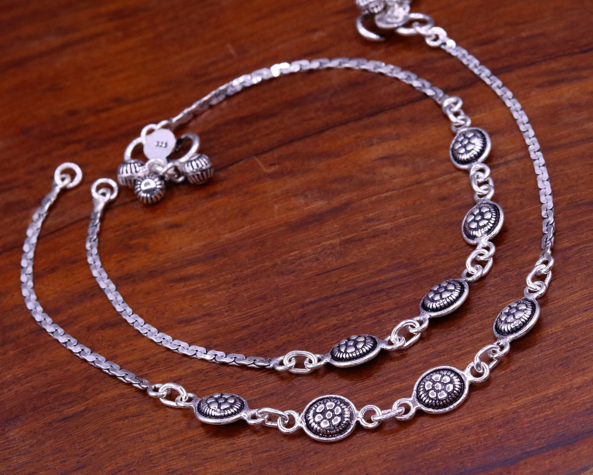 925 sterling silver fabulous ankle bracelet, flower design trendy silver anklets, charm ankle bracelet, feet bracelet stylish gift ank81 - TRIBAL ORNAMENTS