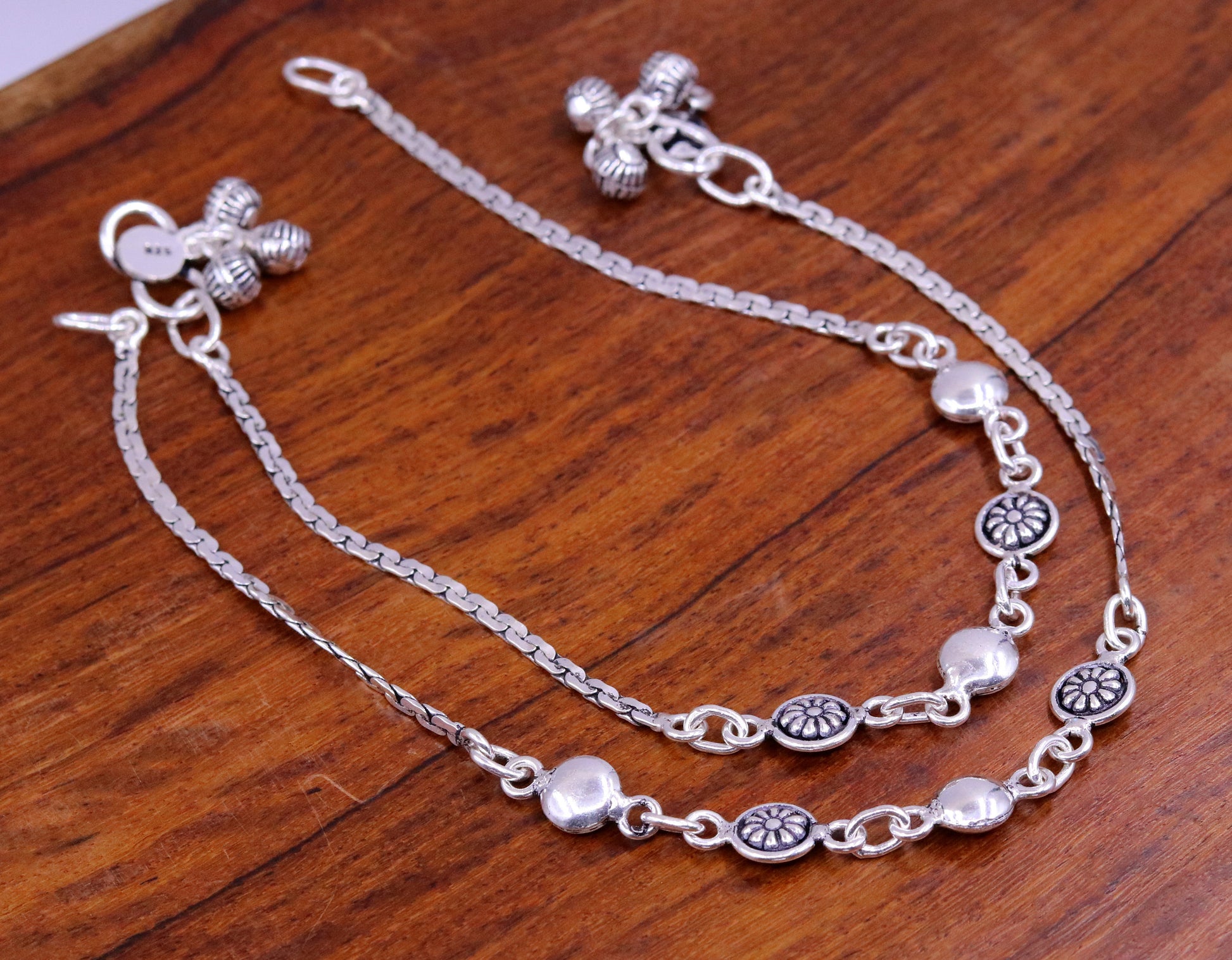 925 sterling silver handmade best gift for girl's bridesmaid gifting, excellent charm bracelet anklets, feet bracelet ankle jewelry ank93 - TRIBAL ORNAMENTS