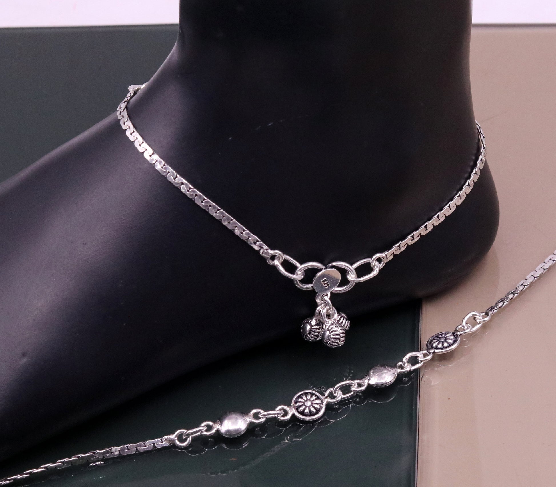 925 sterling silver handmade best gift for girl's bridesmaid gifting, excellent charm bracelet anklets, feet bracelet ankle jewelry ank93 - TRIBAL ORNAMENTS
