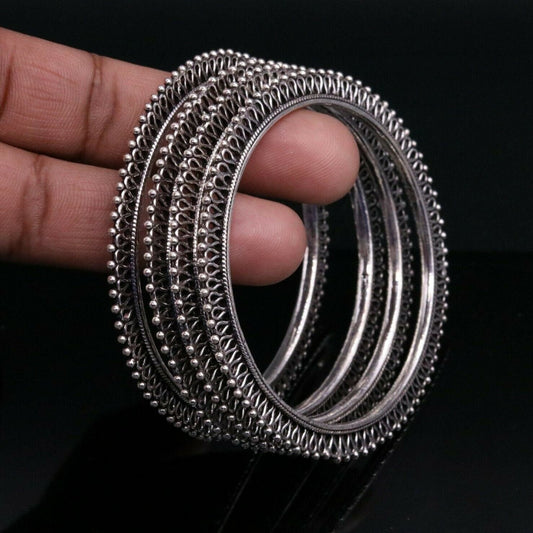 925 sterling silver handmade gorgeous bangle bracelet gorgeous  kada kangan set for women jewelry ba09 - TRIBAL ORNAMENTS