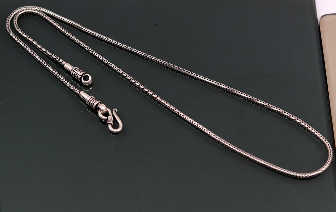 Unique design 2mm wheat design 925 sterling silver chain necklace, screw chain,pendant chain for pendant, vintage design necklace jewelry ch71 - TRIBAL ORNAMENTS
