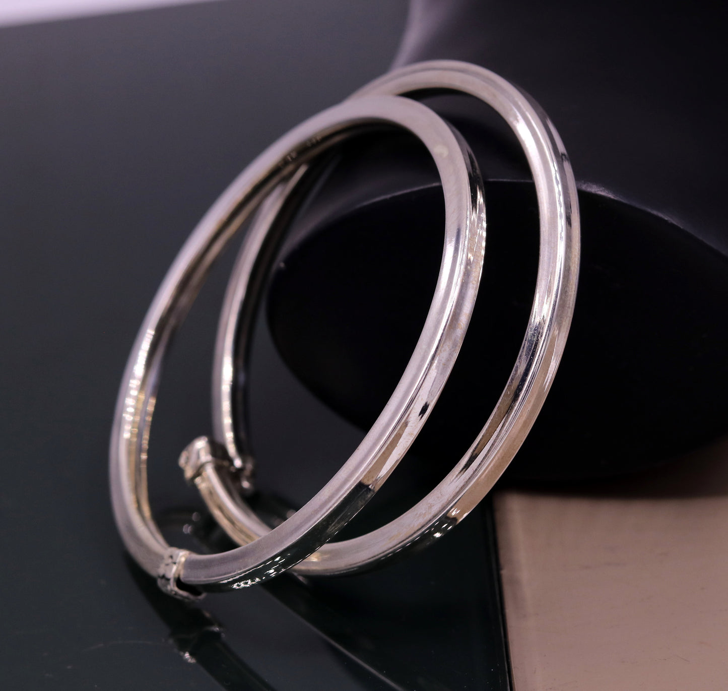 925 sterling silver handmade plain design excellent bangle bracelet kada, excellent gifting unisex jewelry from india, gifting to her ba50 - TRIBAL ORNAMENTS