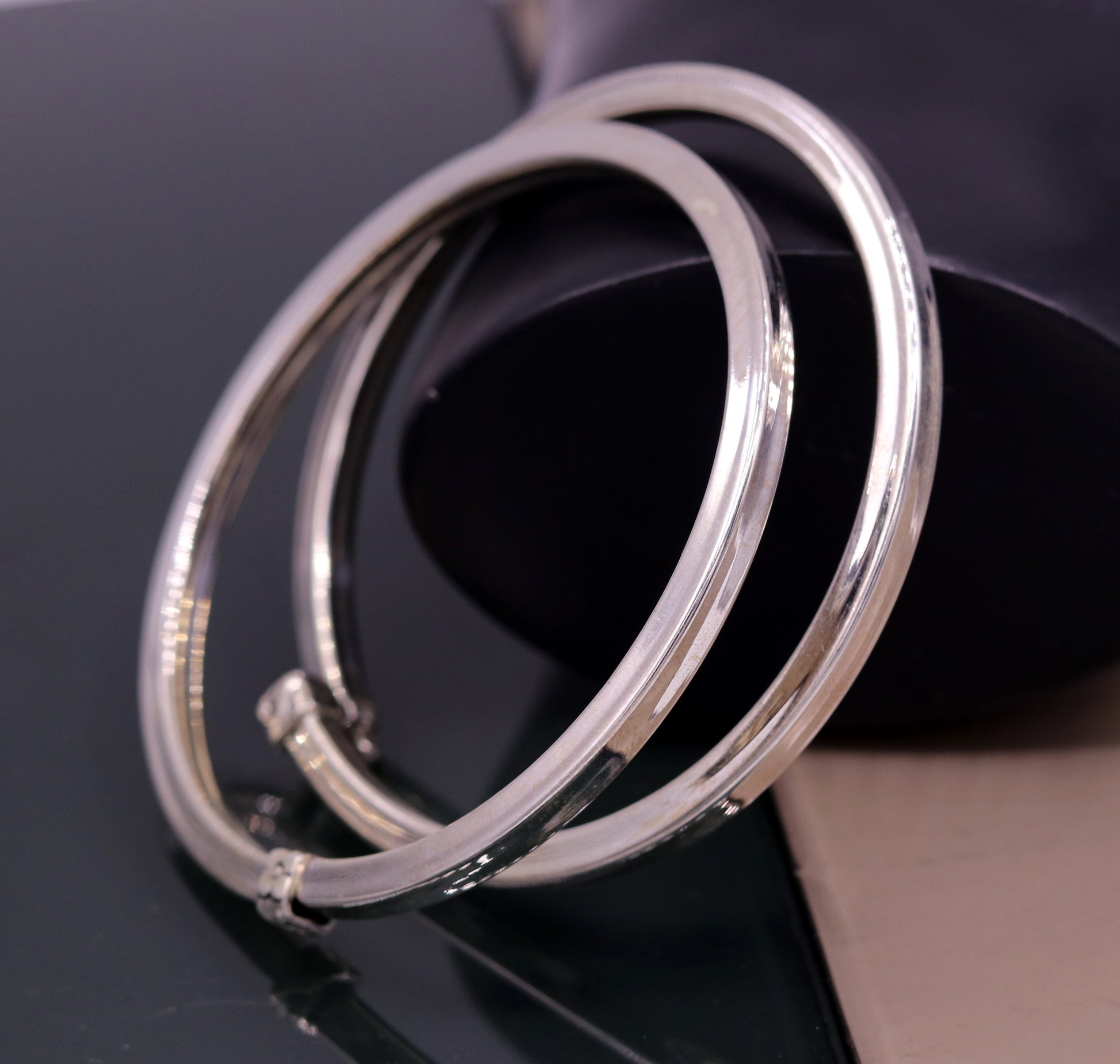 925 sterling silver handmade plain design excellent bangle bracelet kada, excellent gifting unisex jewelry from india, gifting to her ba50 - TRIBAL ORNAMENTS