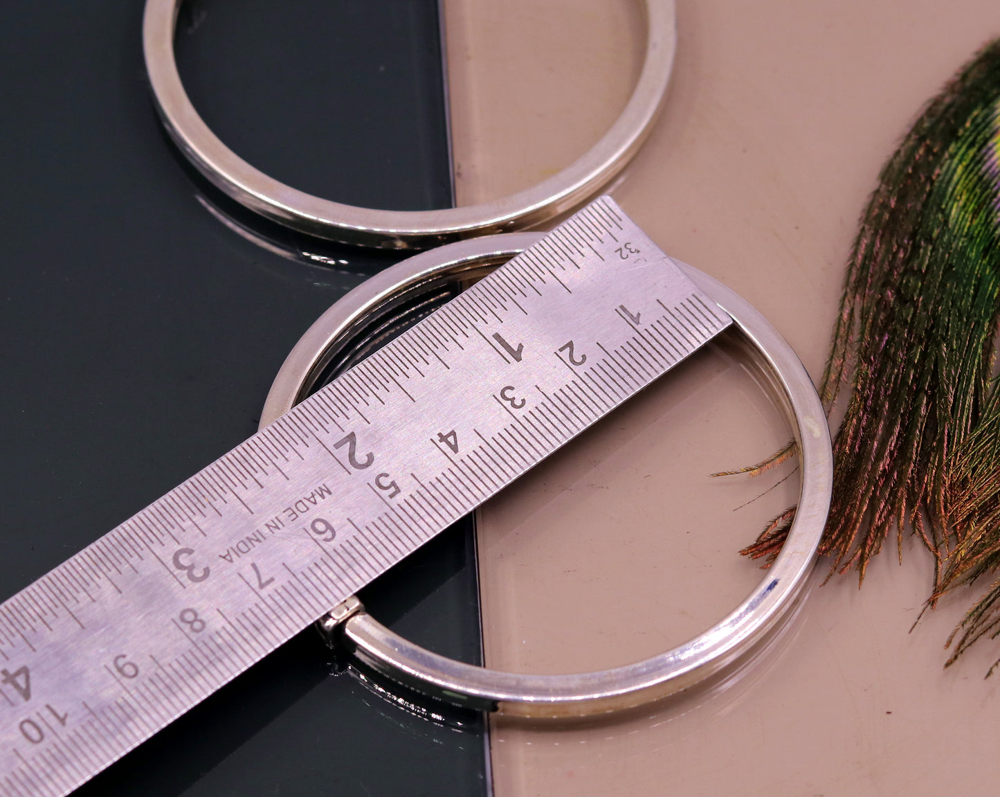 925 sterling silver handmade plain design excellent bangle bracelet kada, excellent gifting unisex jewelry from india, gifting to her ba50 - TRIBAL ORNAMENTS