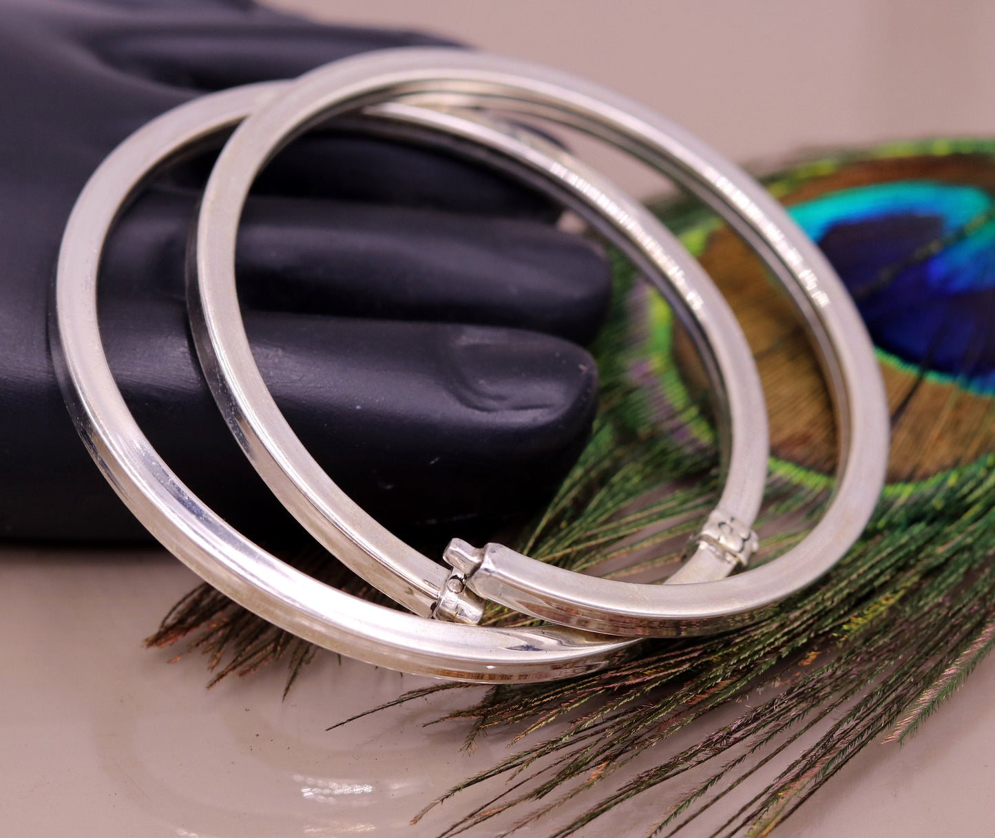 925 sterling silver handmade plain design excellent bangle bracelet kada, excellent gifting unisex jewelry from india, gifting to her ba50 - TRIBAL ORNAMENTS