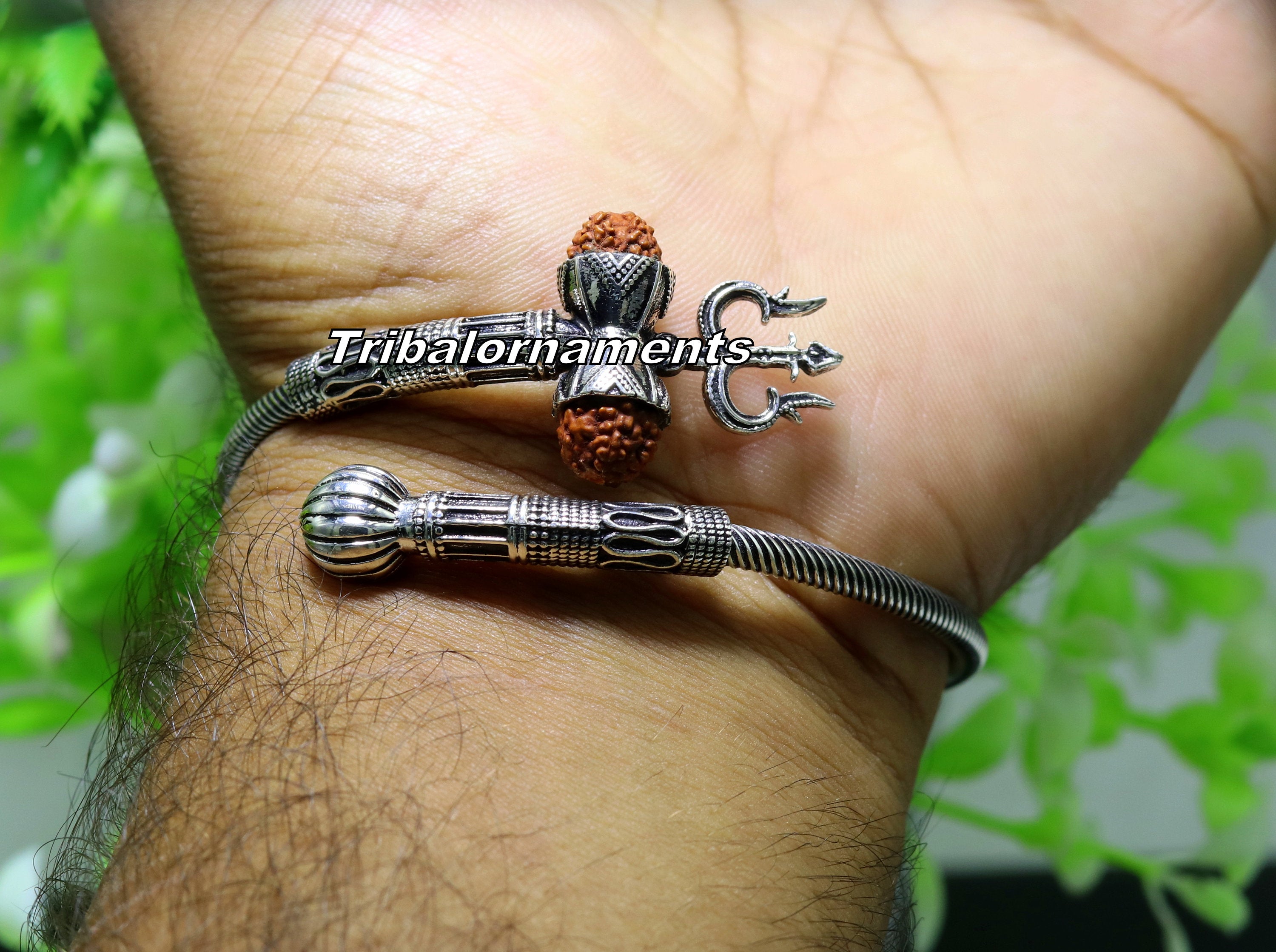 925 Sterling Silver Handmade Vintage Style Unique Work Lord Shiva Trident  Trishul Kada Bangle Bracelet With Rudraksha Customized Kada Nsk769 - Etsy