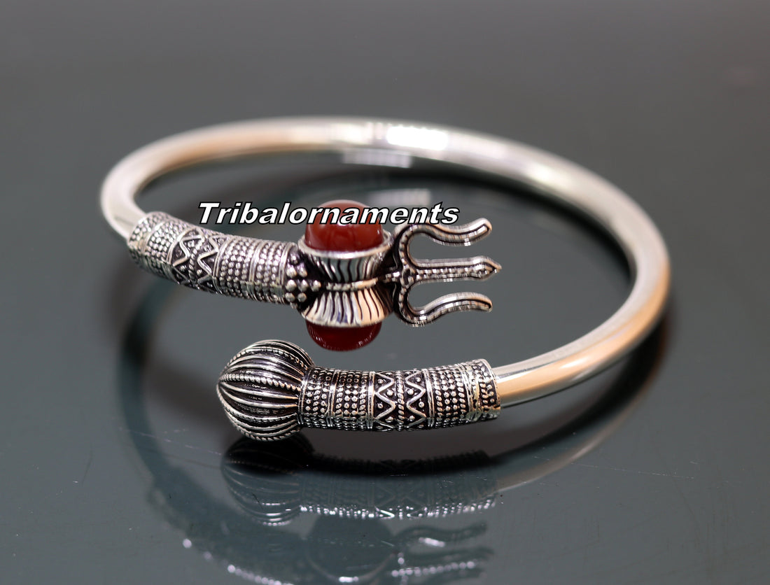 vintage design Handcrafted 925 sterling silver bangle bracelet kada excellent god shiva trident customized jewelry, excellent gifting nsk238 - TRIBAL ORNAMENTS
