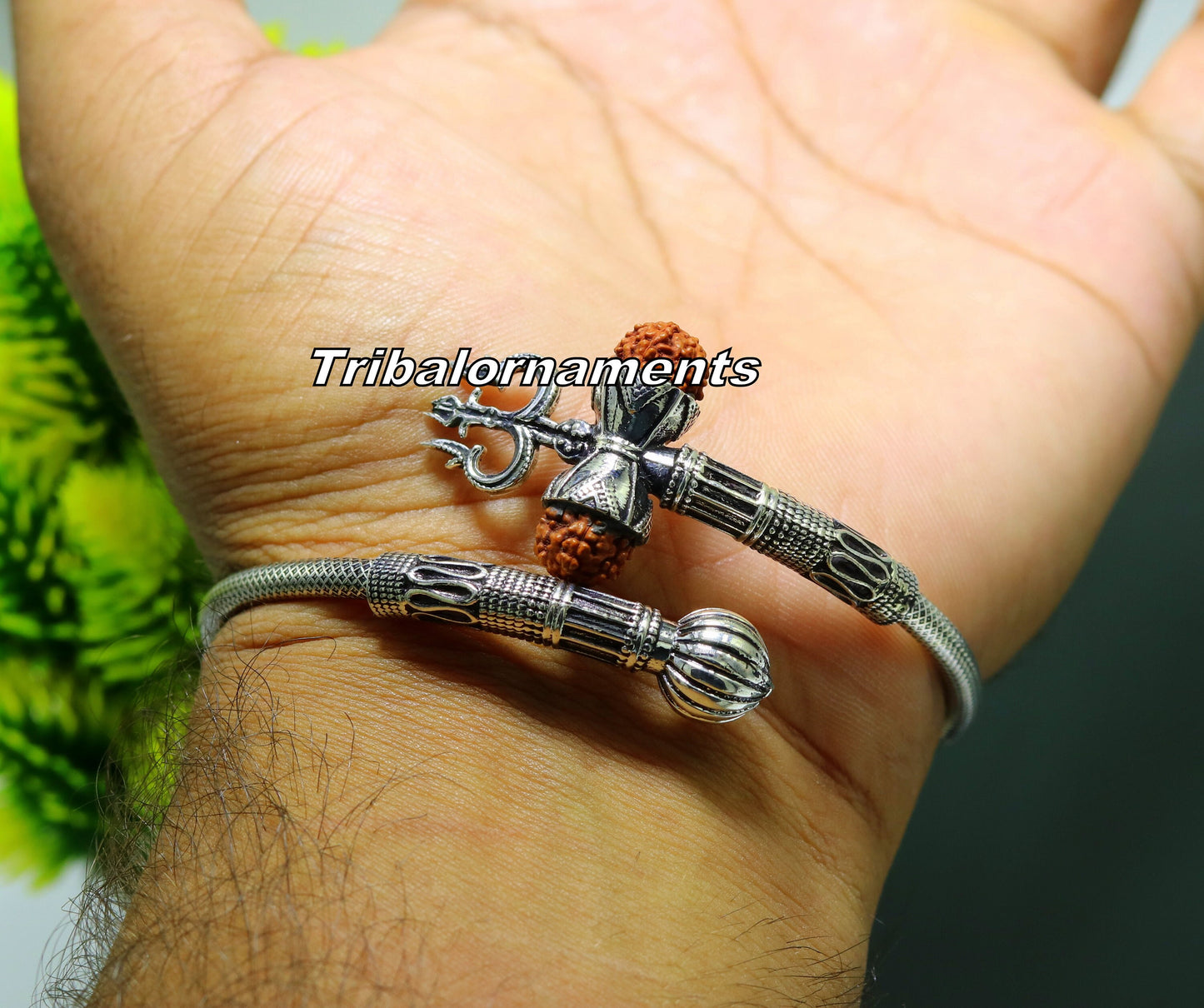 Stylish Handcrafted 925 sterling silver bangle bracelet kada excellent god shiva trident customized jewelry, excellent gifting ideas nsk239 - TRIBAL ORNAMENTS