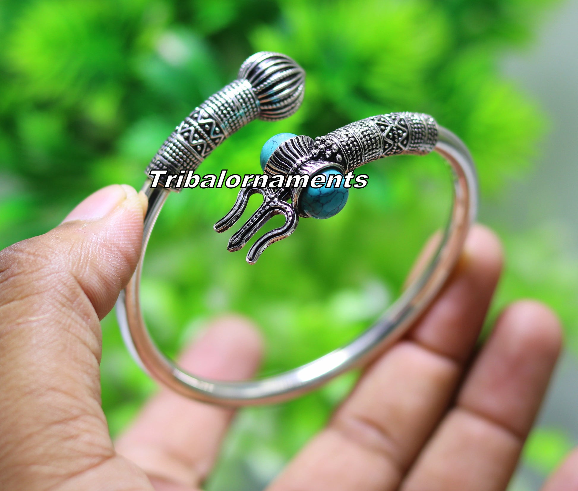 Amazing design Handcrafted 925 sterling silver bangle bracelet kada excellent Lord shiva trident customized jewelry,gifting unisex nsk240 - TRIBAL ORNAMENTS