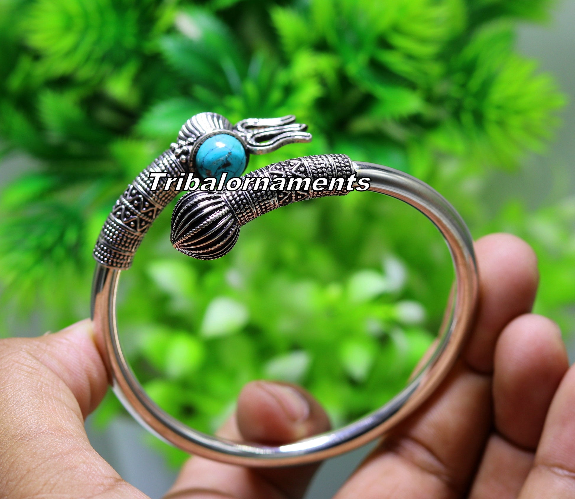 Amazing design Handcrafted 925 sterling silver bangle bracelet kada excellent Lord shiva trident customized jewelry,gifting unisex nsk240 - TRIBAL ORNAMENTS