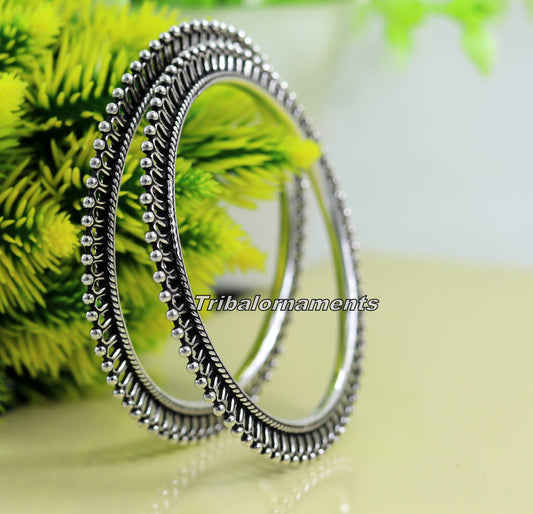 Vintage antique design handmade 925 sterling silver bangle bracelet fabulous oxidized belly dance jewelry kangan set tribal jewelry ba63 - TRIBAL ORNAMENTS