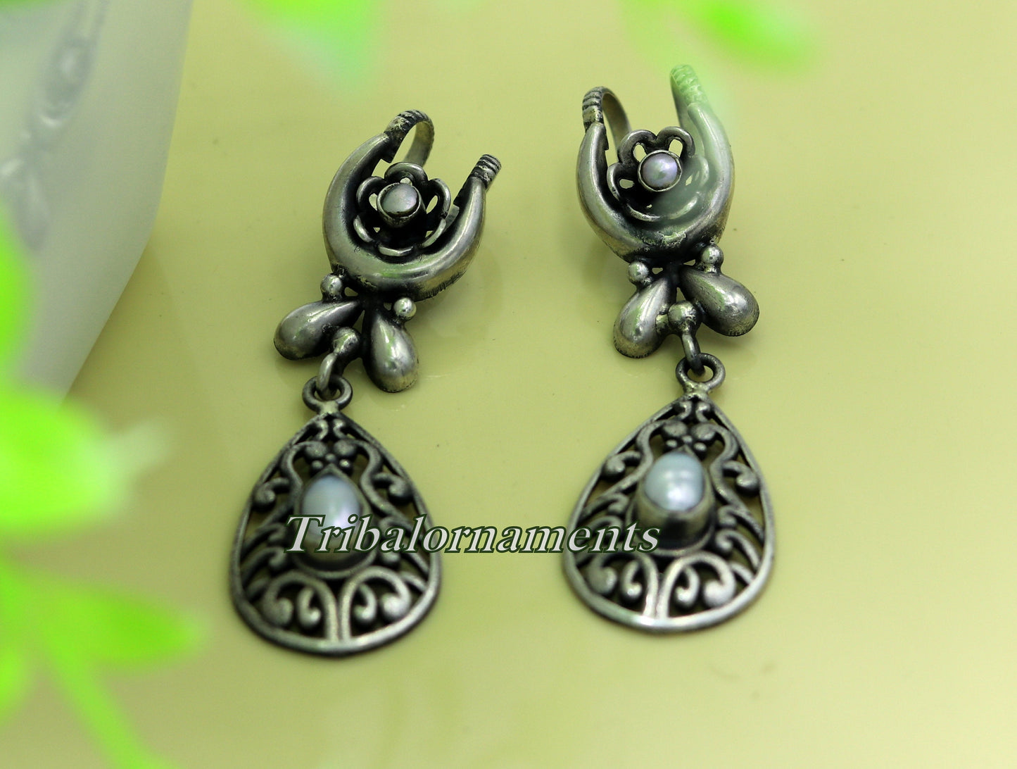 Vintage traditional design handmade 925 sterling silver ear plug ear clip cartilage earring ,excellent party belly dance tribal jewelry s842 - TRIBAL ORNAMENTS