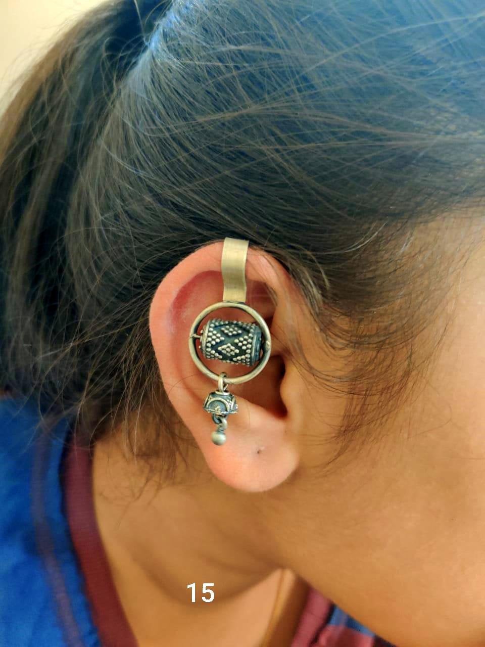 925 sterling silver handmade peacock Ear cartilage ear plug, Ear clips earring fabulous customized vintage design girl's women's gift s836 - TRIBAL ORNAMENTS