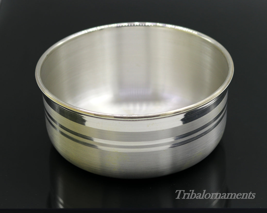 Plain 999 fine silver handmade solid bowl and spoon, silver baby utensils, stay healthy kids/baby for using silver vessels sv175 - TRIBAL ORNAMENTS