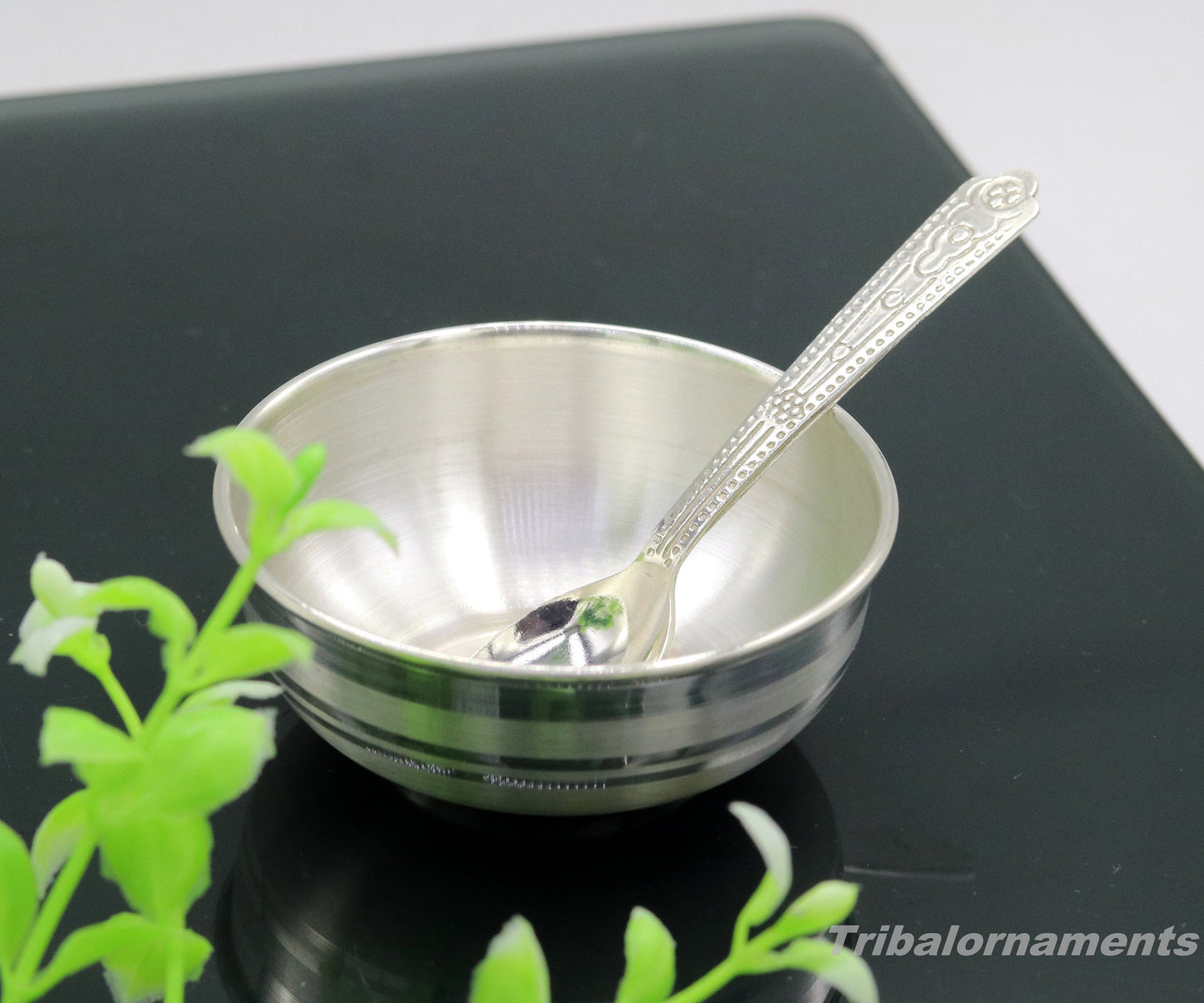 999 fine solid silver handmade small bowl for baby food, pure silver vessels, silver utensils, home and kitchen accessories india sv29 - TRIBAL ORNAMENTS