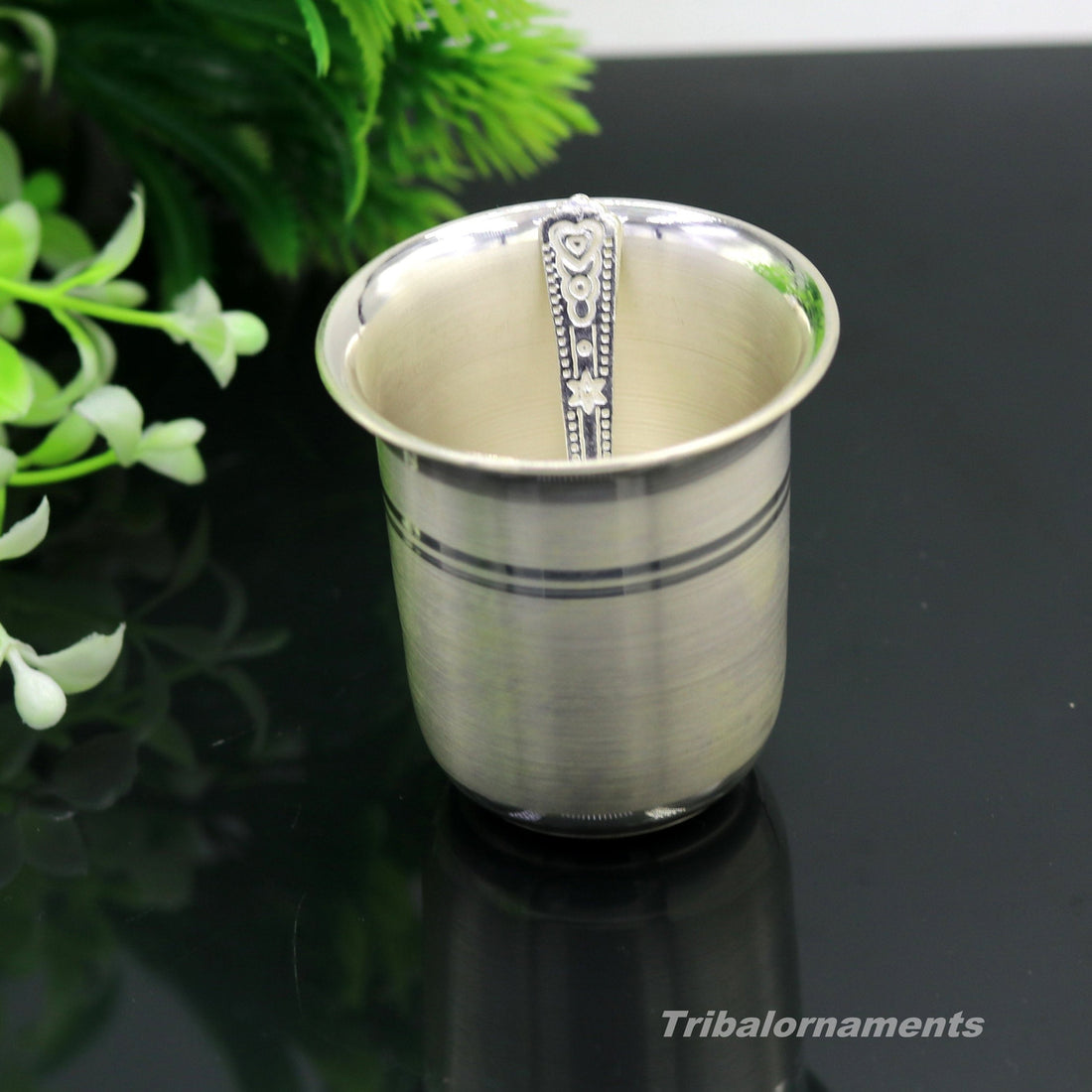 999 fine silver handmade vessels, water/milk Glass tumbler, silver flask, baby kids silver utensils for stay healthy from bacteria sv36 - TRIBAL ORNAMENTS