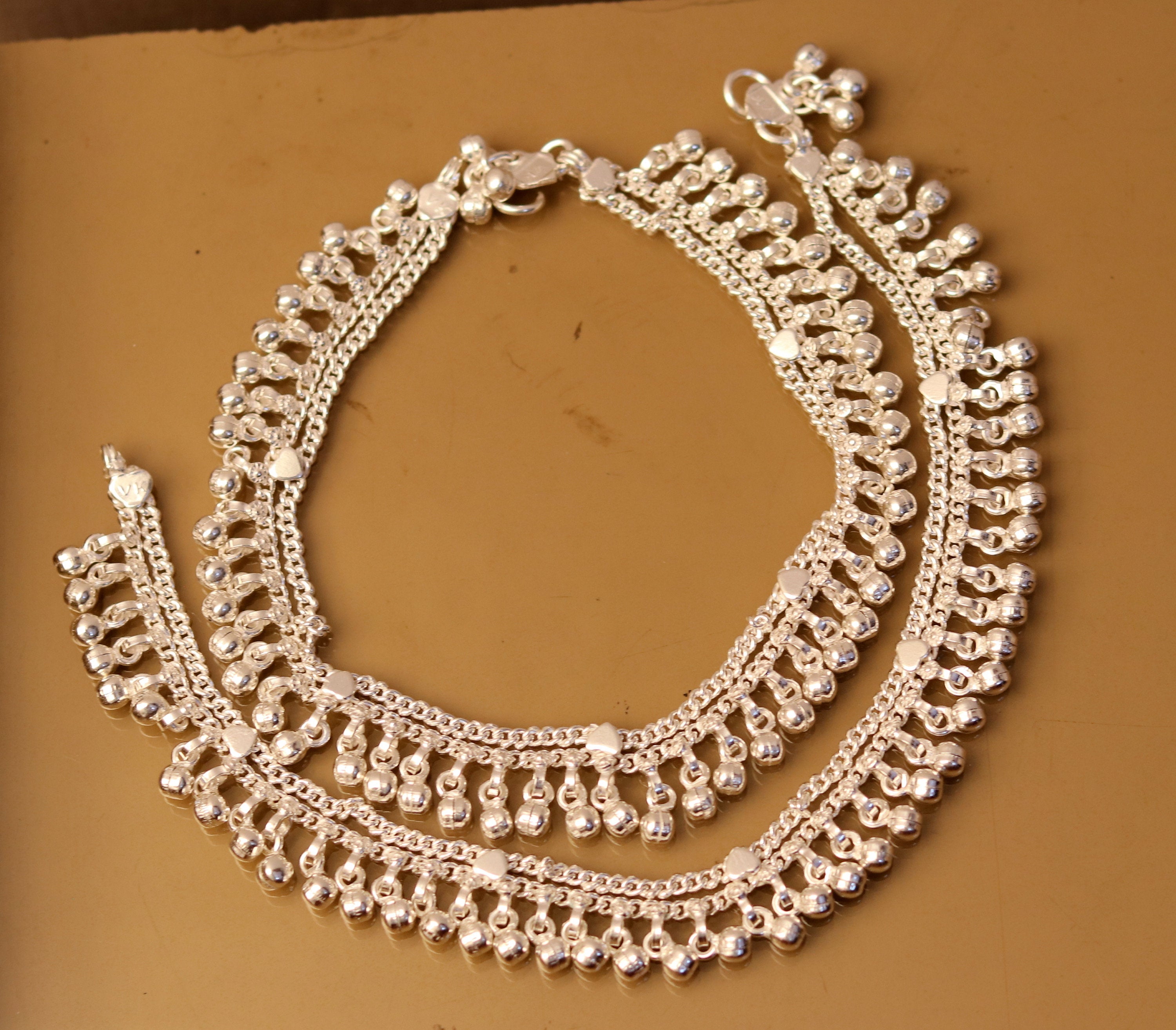Indian Traditional Silver Anklets for Girls | Silver anklets, Anklets  indian, Silver anklets designs