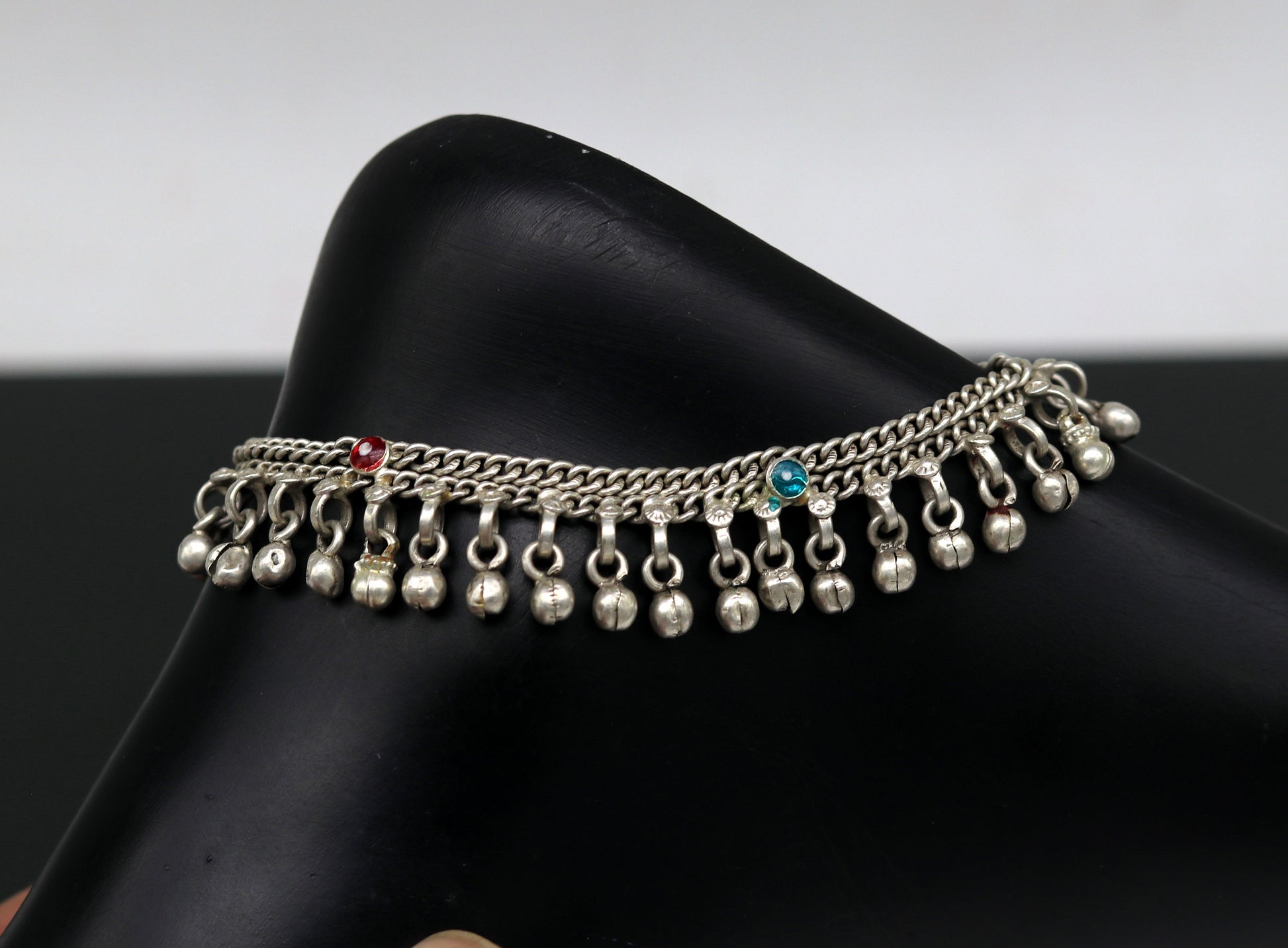Vintage antique sterling silver handmade gorgeous old anklet belly dance jewelry, excellent ankle bracelet customized tribal jewelry anko41 - TRIBAL ORNAMENTS