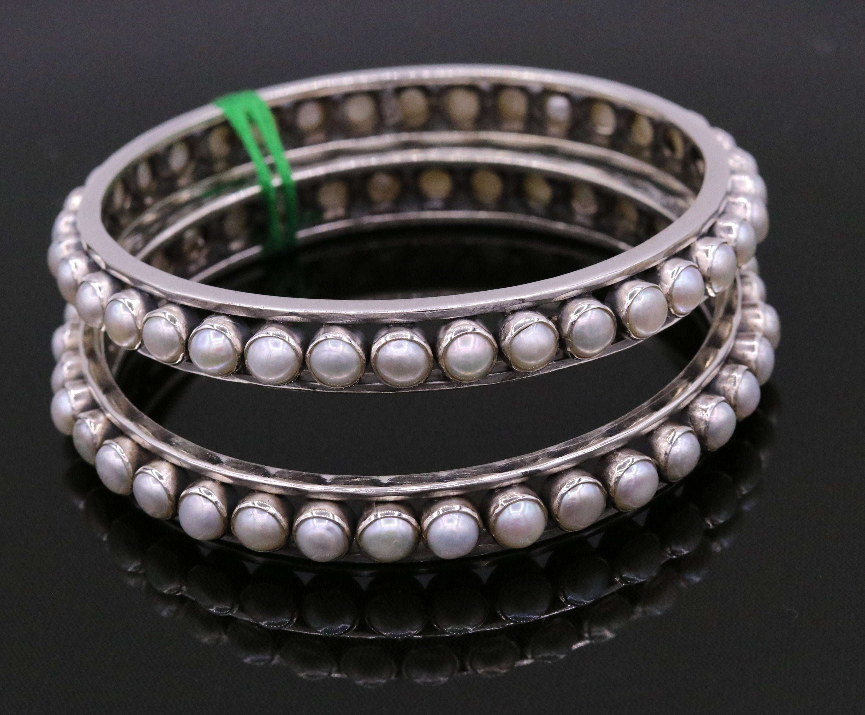 14 Karat White Gold Single White Pearl Chain Bracelet - WeilJewelry