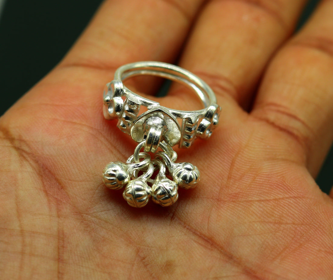 Sterling silver handmade charm ring excellent customized 6 noisy bells drops personalized bridesmaid gift for girls women's jewelry sr257 - TRIBAL ORNAMENTS