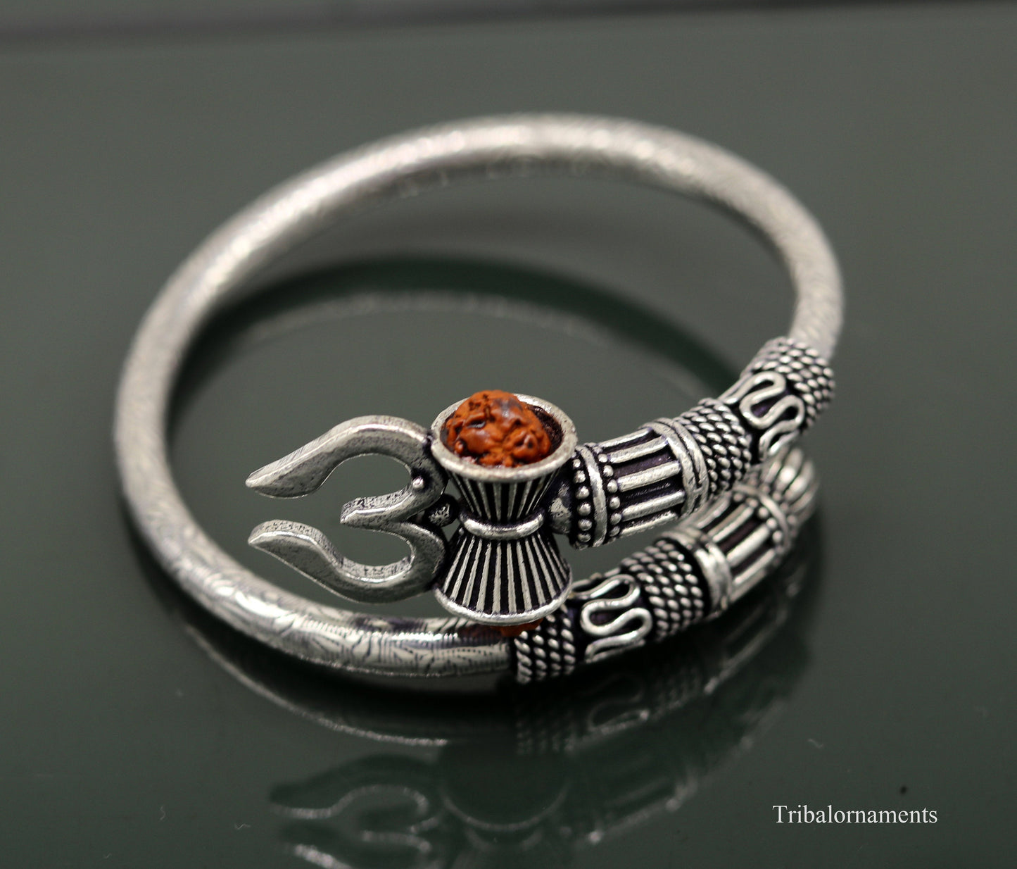 Lord Shiva trident design 925 sterling silver handmade bangle bracelet ,fabulous custom made oxidized unisex vintage design jewelry nsk248 - TRIBAL ORNAMENTS