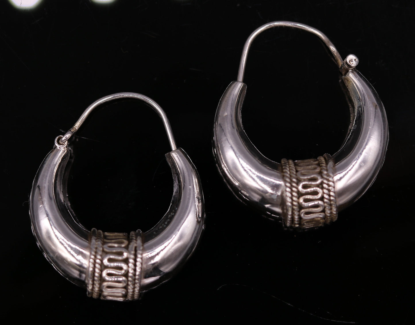 925 sterling silver ethnic hoops earrings kundal bali vintage design customized tribal belly dance custom made jewelry from india s856 - TRIBAL ORNAMENTS