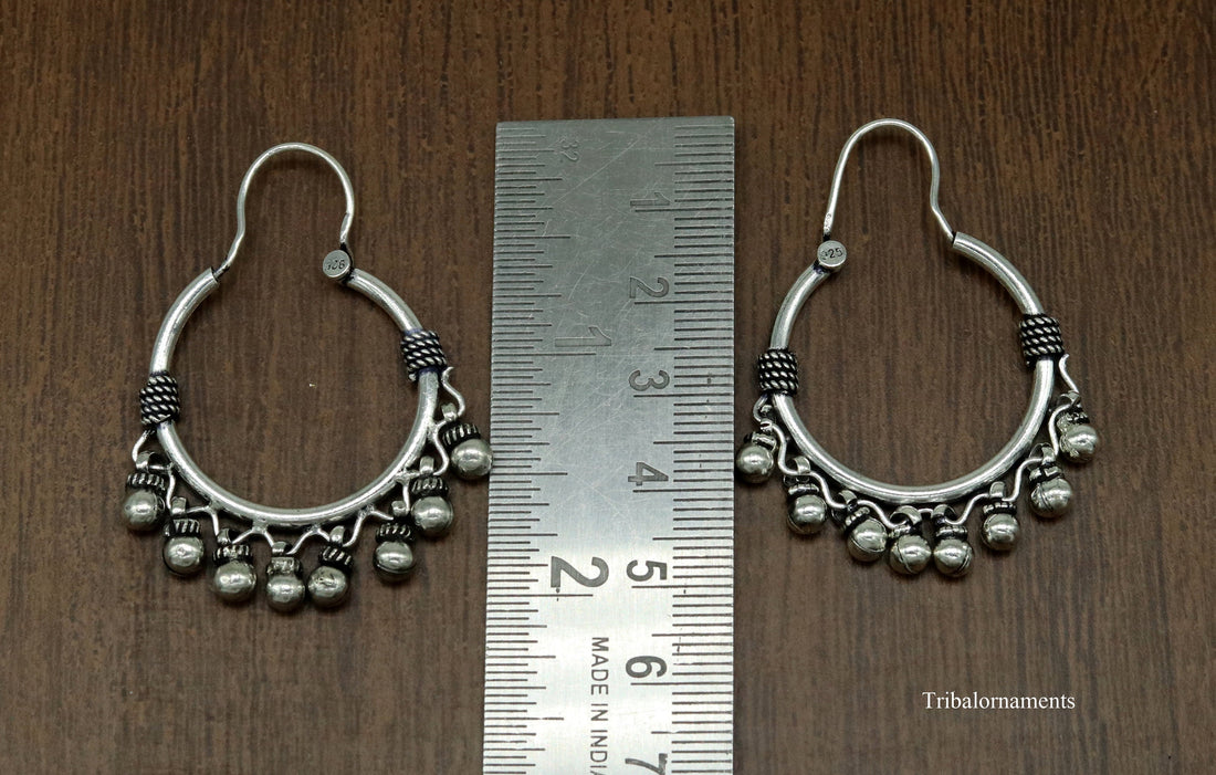 925 sterling silver handmade gorgeous hoops earring with fabulous hanging drops,excellent customized earring tribal belly dance jewelry s857 - TRIBAL ORNAMENTS