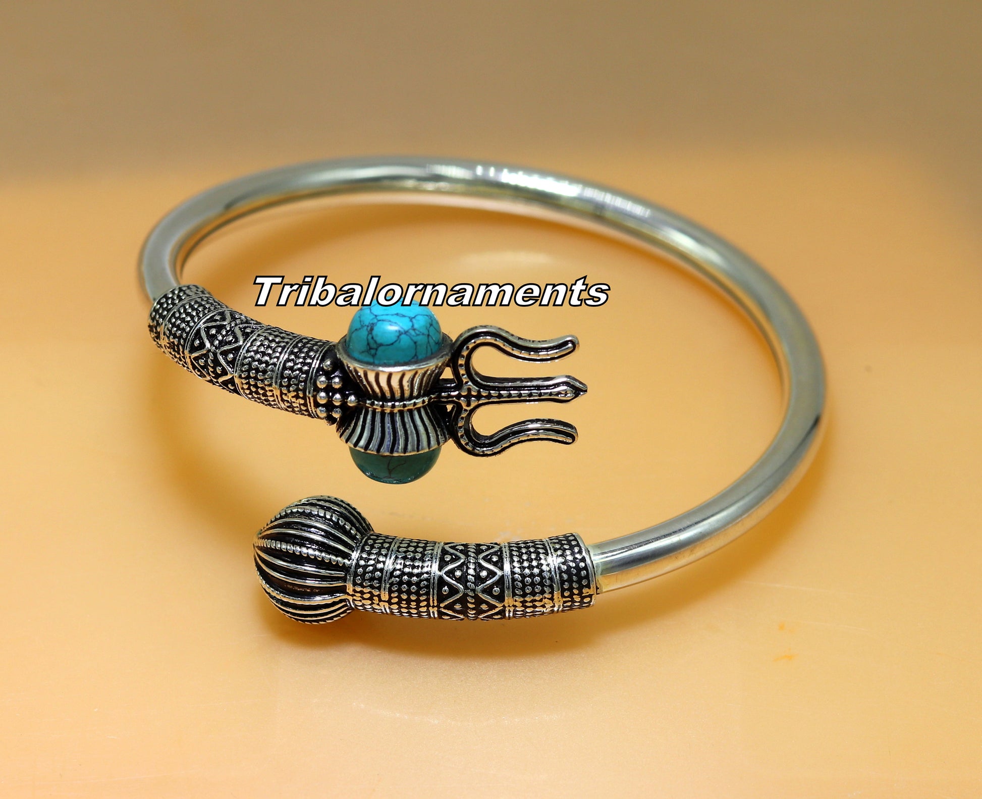 Amazing design Handcrafted 925 sterling silver bangle bracelet kada excellent Lord shiva trident customized jewelry,gifting unisex nsk240 - TRIBAL ORNAMENTS